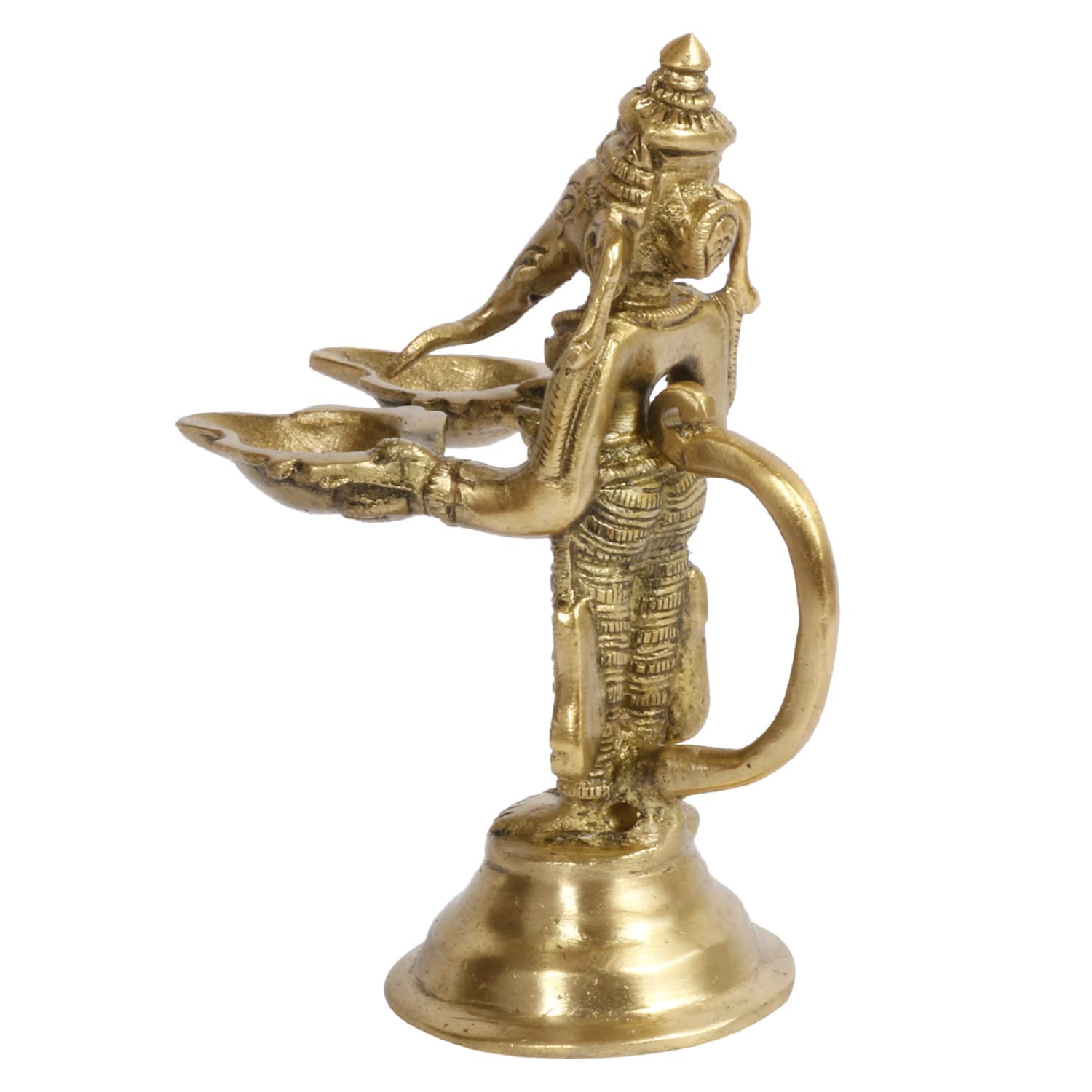 Kartique Brass Ganesh Bhagwan Idol With Two Diya Ganesha Statue Ganpati Murti For Home Entrance Decor Diwali Gift Ganesha With L