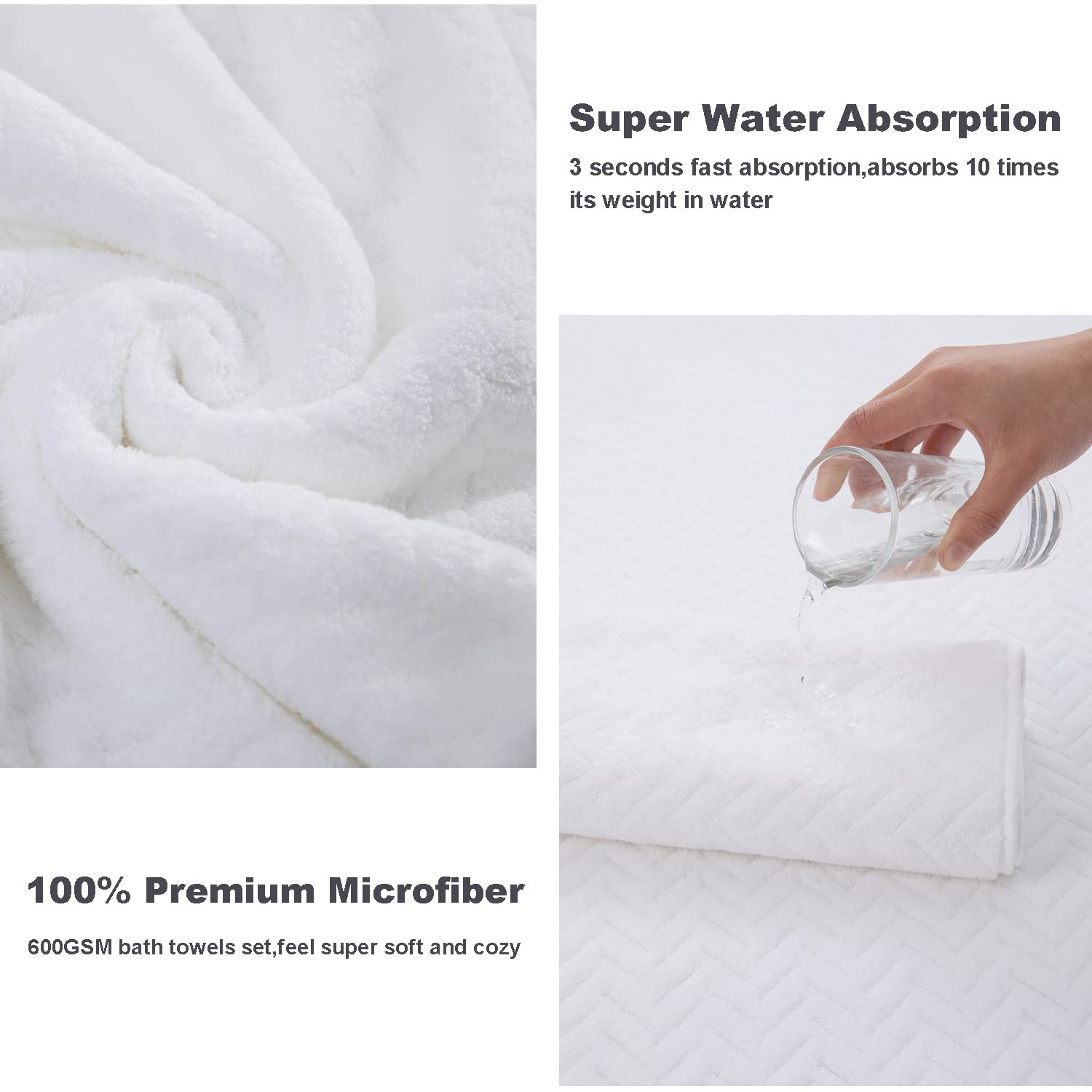 4 Pack Large Bath Towels Set 35''x70'' White Oversized Bath Sheet Chair Towels  600 GSM Ultra Soft & Absorbent Towels for Bathroom  Quick Dry Towel for Gym Hotel Camp Pool