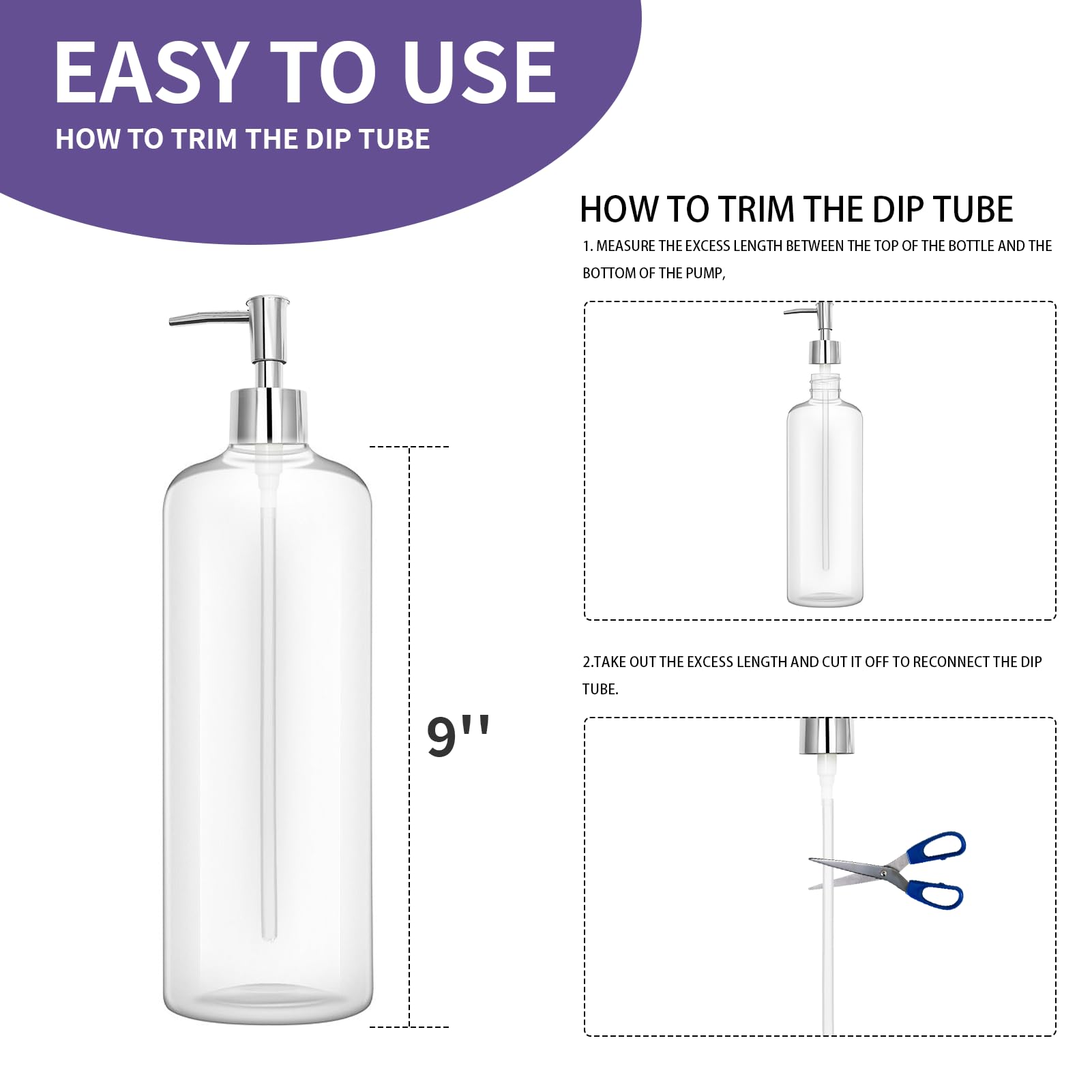 2Pack Pumps Lotion Soap Dispenser Replacement Pump For Your Liquid Soap, Lotion Or Dish Soap Refill Dispenser Bathroom Worktop 2