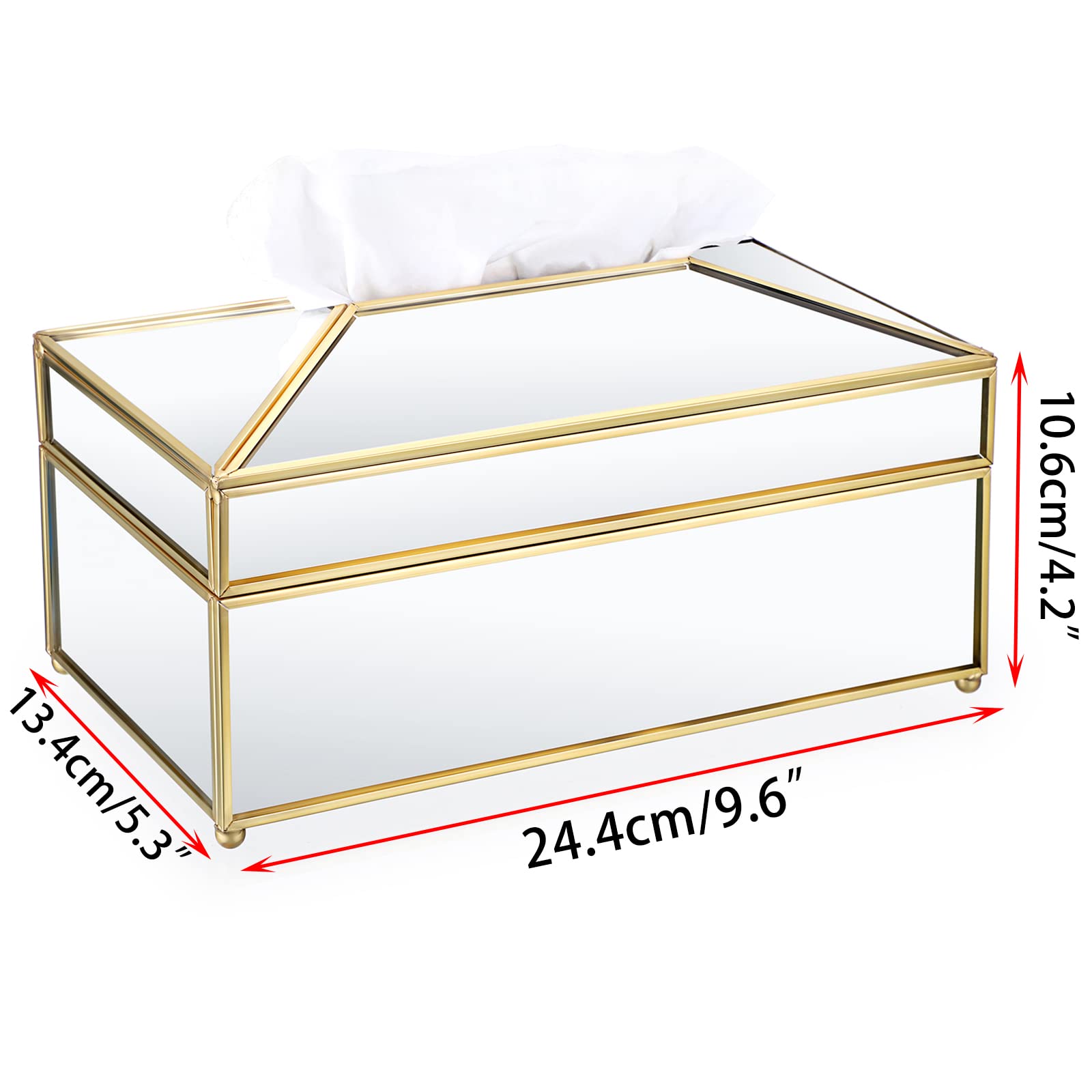 Sumnacon Rectangular Mirror Glass Paper Tissue Box, Decorative Glass Napkin Storage Box, Facial Tissue Holder For Dresser, Bathr