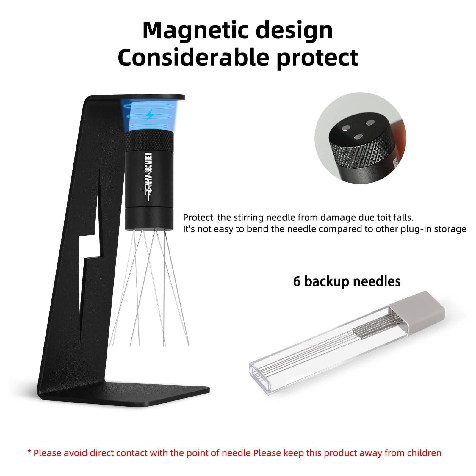 Mhw-3Bomber Wdt Tool, Espresso Distribution Tool With Magnetic Stand For Barista, Adjustable Range Coffee Stirrer, 304 Stainless