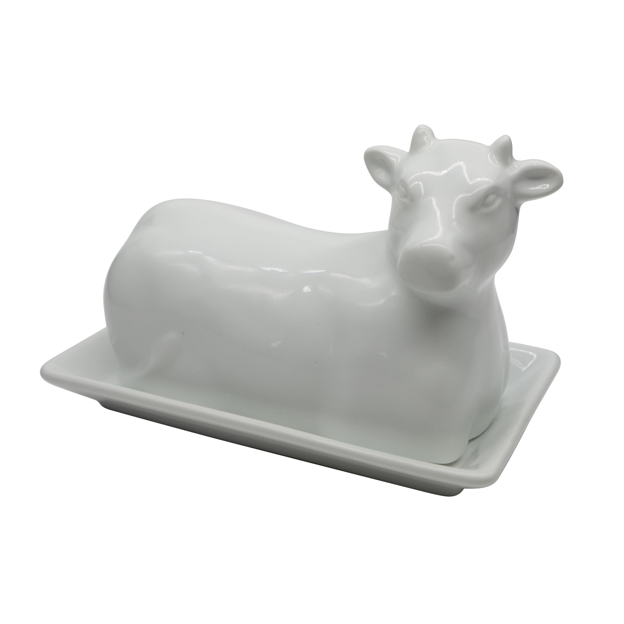 Butter Dish Cow Shaped White Ceramic / Porcelain by Chefcaptain