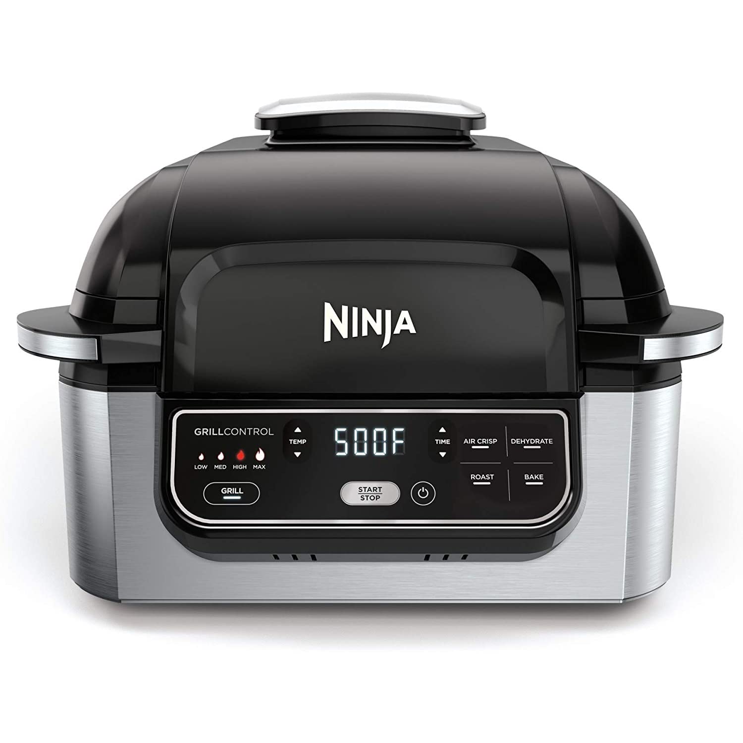 Ninja Ag301 Foodi 5-In-1 Indoor Electric Grill With Air Fry, Roast, Bake & Dehydrate - Programmable, Black/Silver