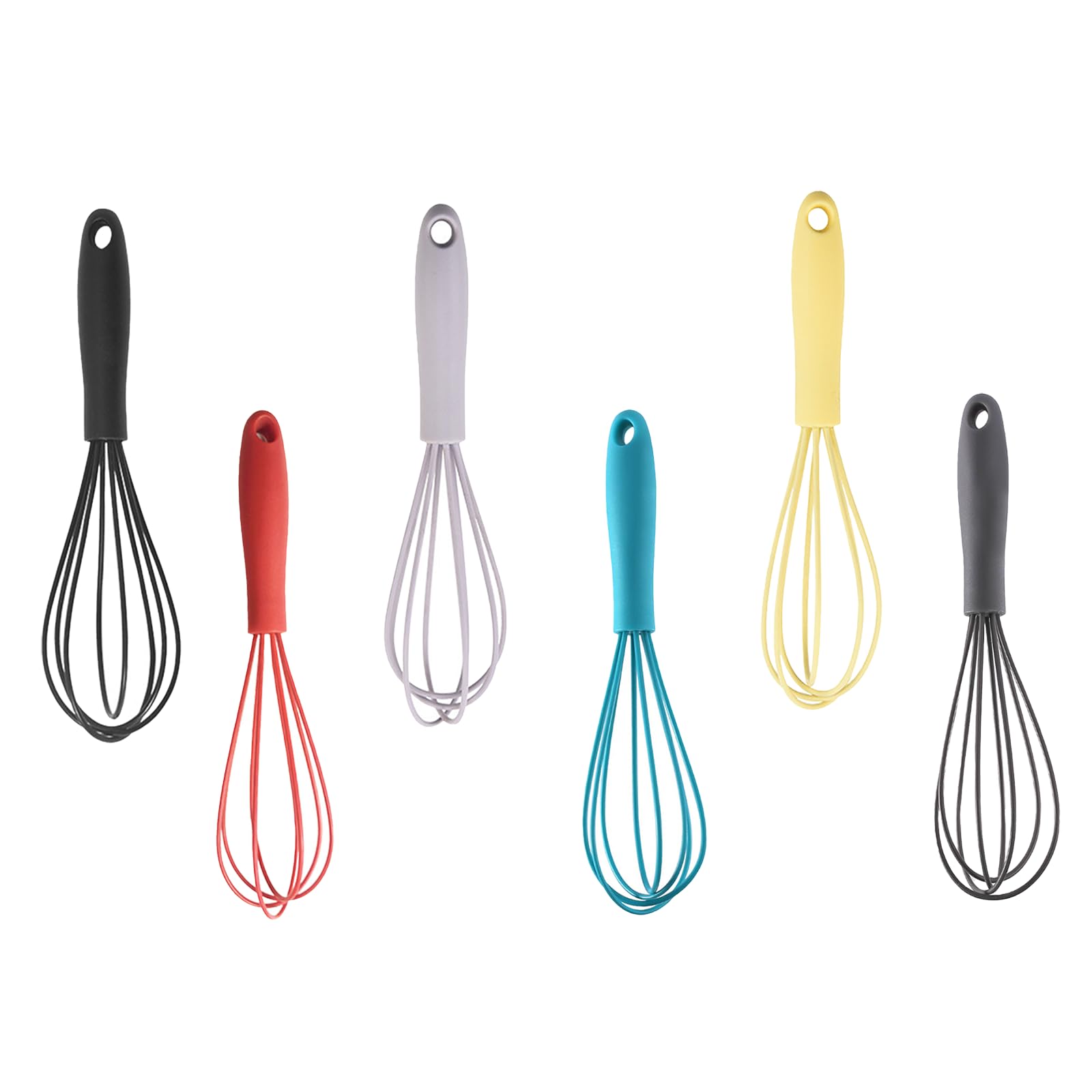 6Pcs Silicone Whisk, Mini Whisk Set, Small Whisks For Cooking, Hand Milk Frothers, For NonStick Cookware,Egg Beater Perfect For