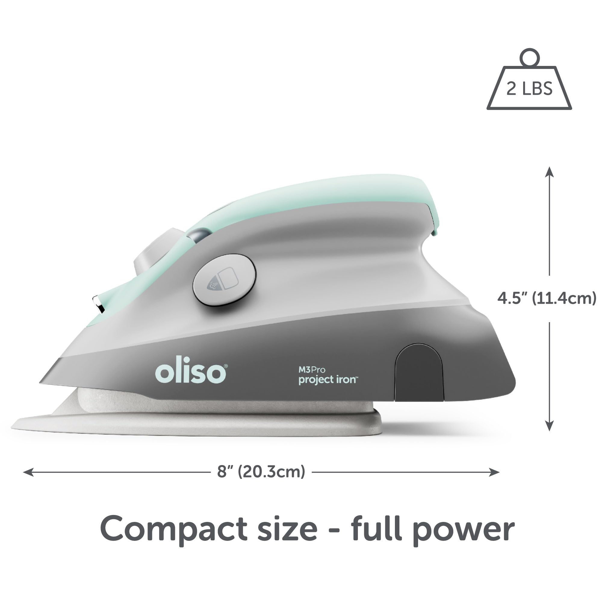oliso M3Pro Project Steam Iron with Solemate - 1000W Ceramic Soleplate Iron and LED Light for Sewing, Quilting, Crafting, and Tr