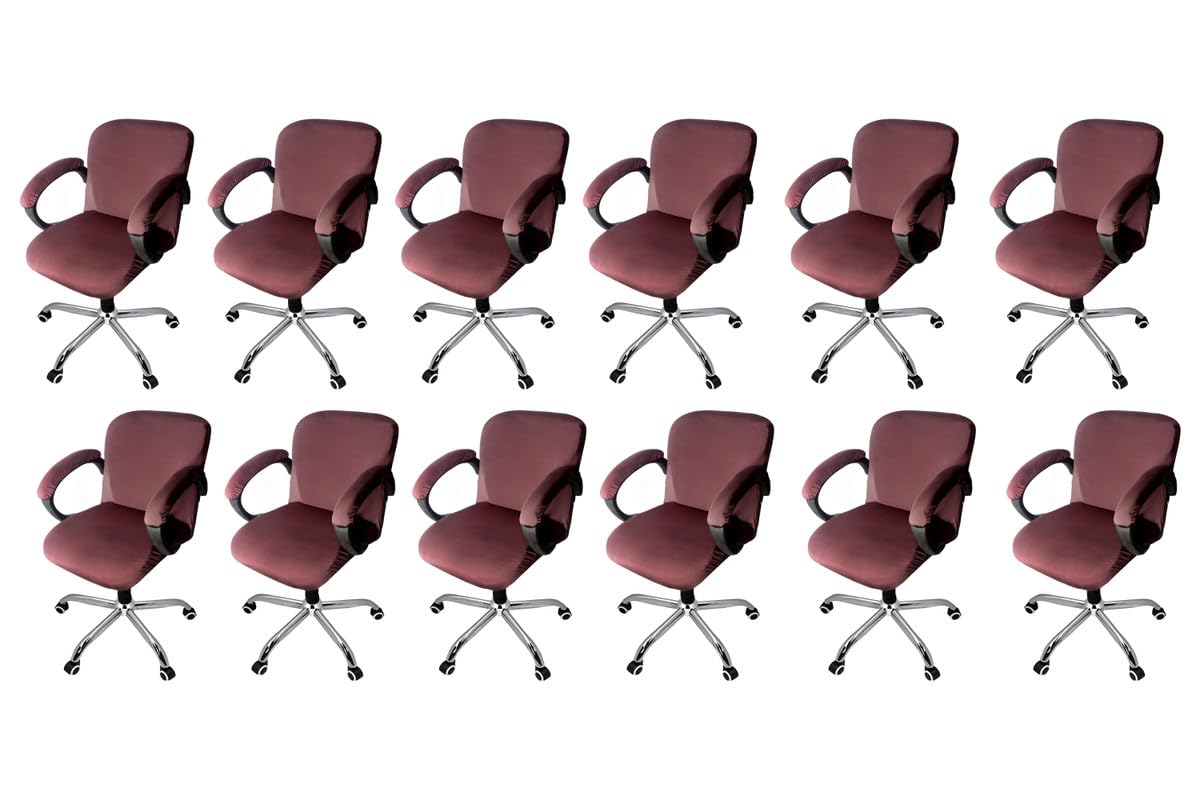 The Furnishing Tree Spandex Office Chair Cover With Handle Cover Coffee Set Of 12