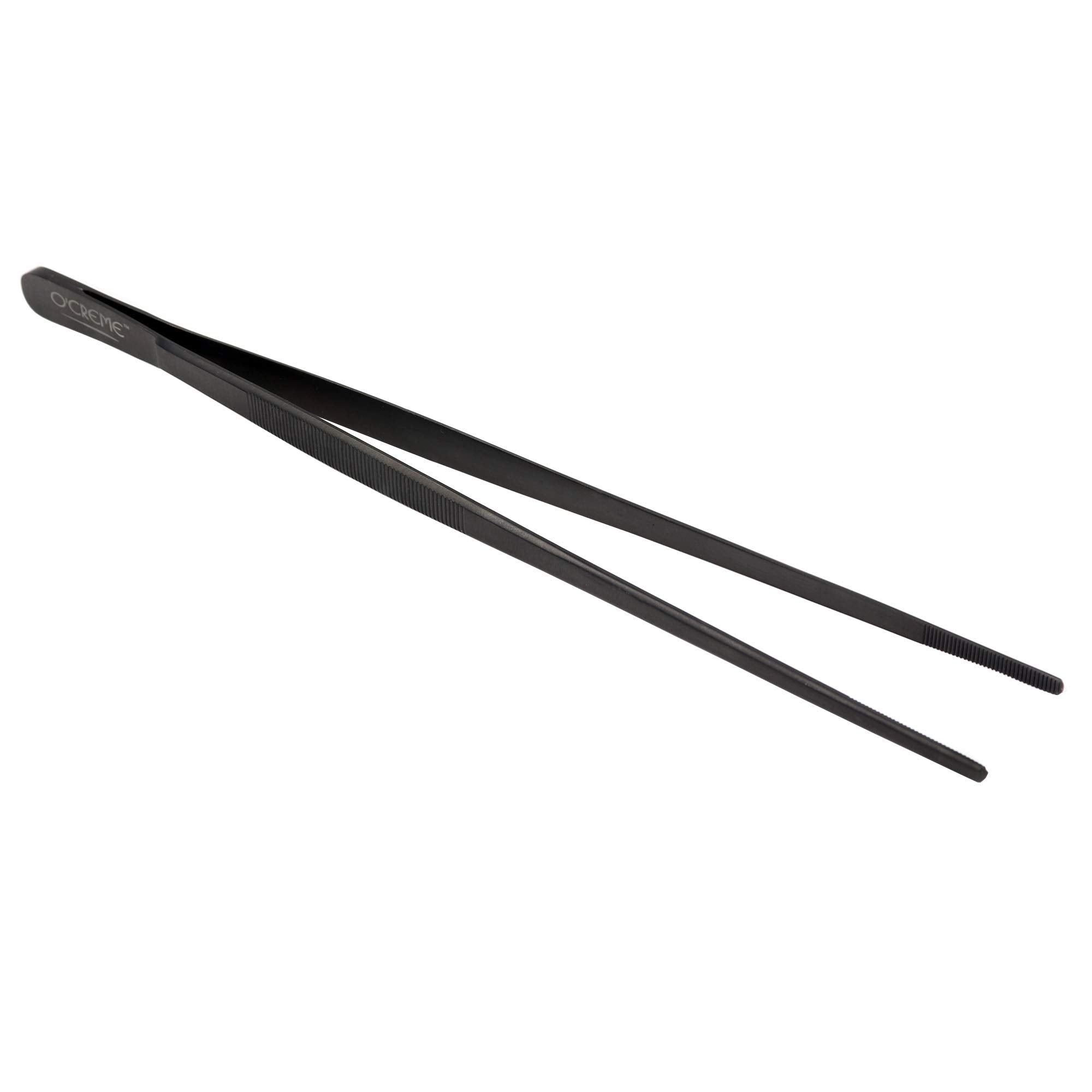O'Creme 12 Inch Stainless Steel Precision Kitchen Culinary Tweezer Tongs (12''  Black)