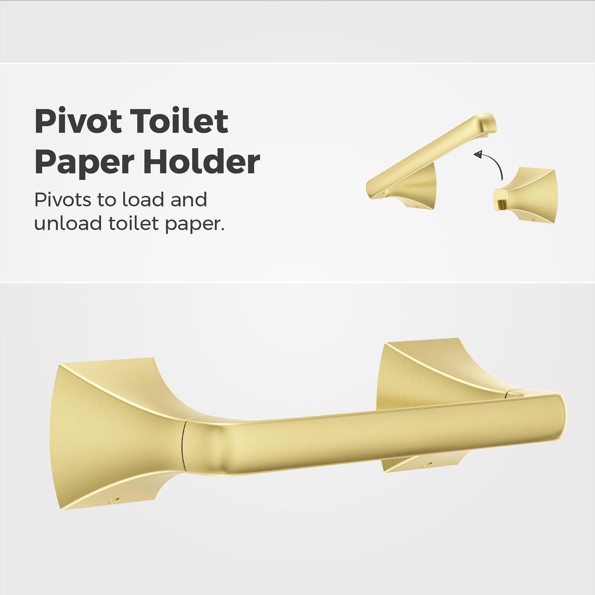 Pfister Bruxie 3-Piece Bathroom Hardware Set With Towel Bar, Towel Ring, And Toilet Paper Holder, Wall-Mounted, Brushed Gold Fin