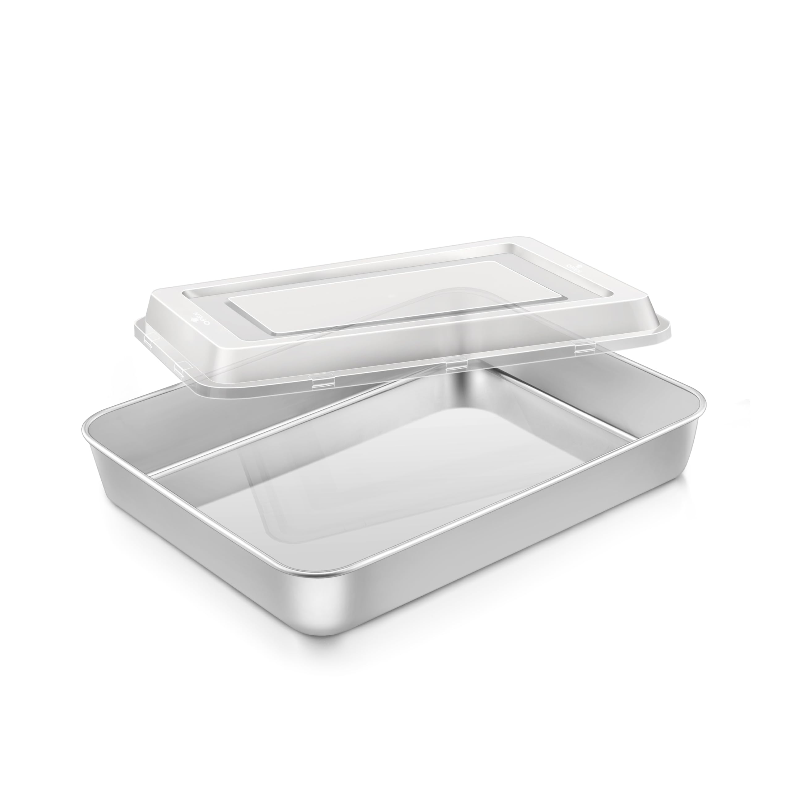 Onader Baking Pan Set, 9 x 7? x 2 Inch Small Rectangle Sheet Cake Pan with Lid, Stainless Steel Bakeware for Lasagna Brownie Cas
