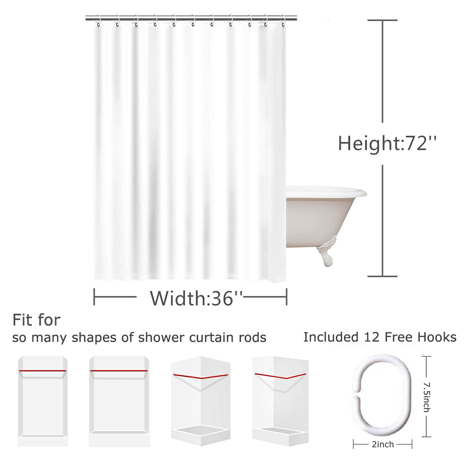Rosielily Stall Shower Curtain 36'' X 72'' Inches Small Shower Curtain Rustic Shower Curtain Hooks Country Farmhouse Shower Curt