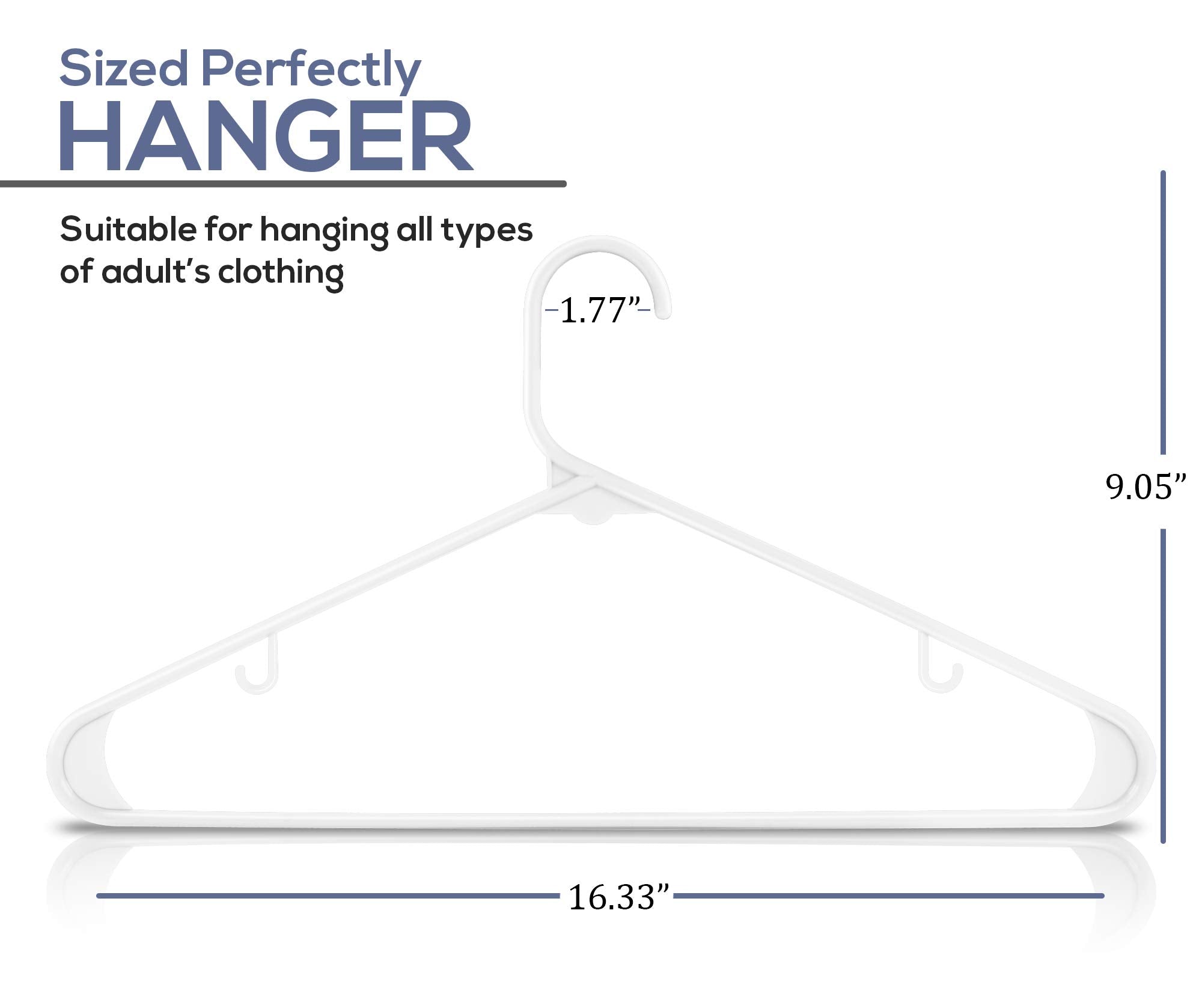 Utopia Home Plastic Hangers 50 Pack - Clothes Hanger with Hooks - Durable & Space Saving Coat Hanger - Heavy Duty White Hangers for Coats  Skirts  Pants  Dress  Etc.