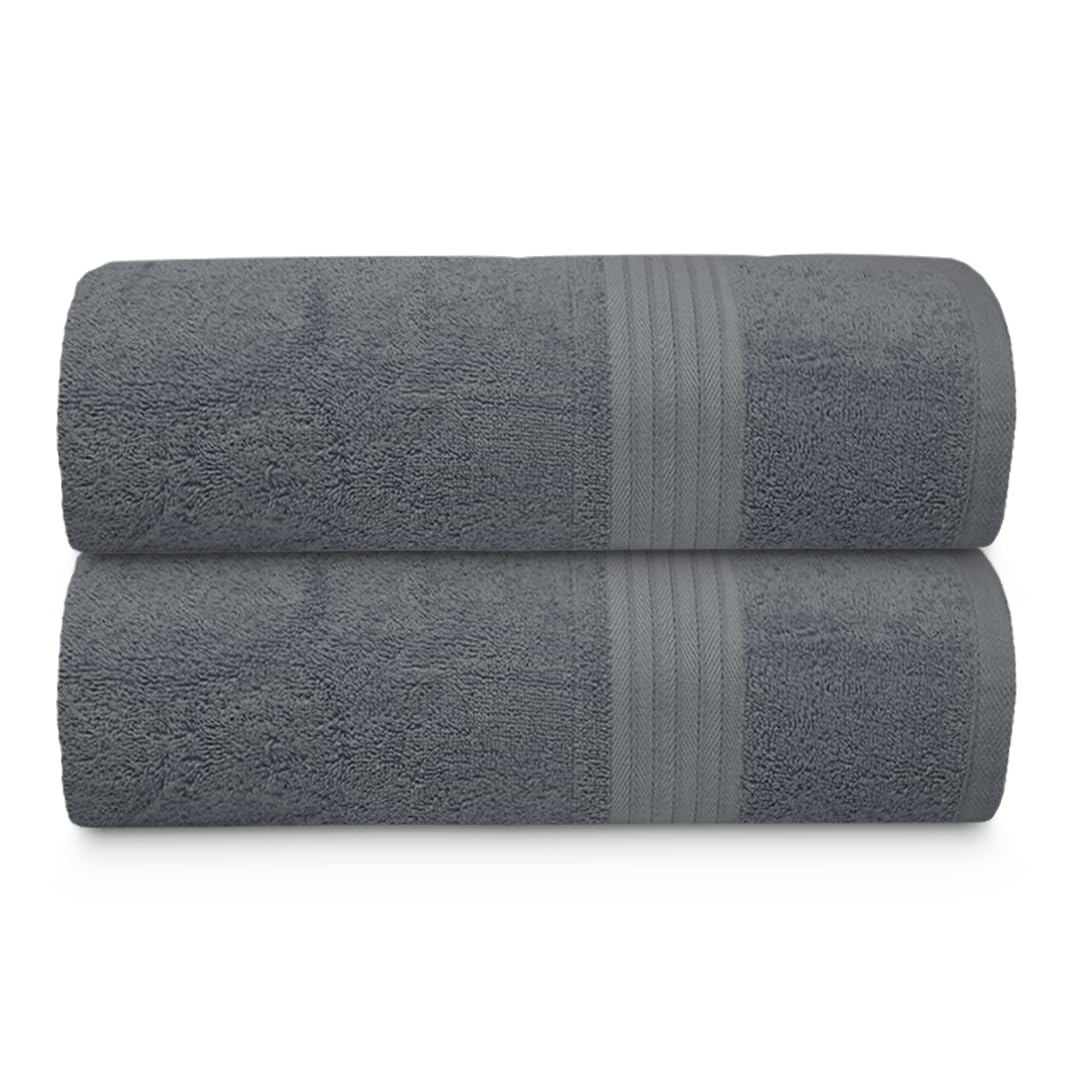 Textila 100% Cotton Bath Sheet Towels - Jumbo Size 35X70 Inches, Ultra Soft And Absorbent, (2 Pack - Grey) Luxury Oversized Towe
