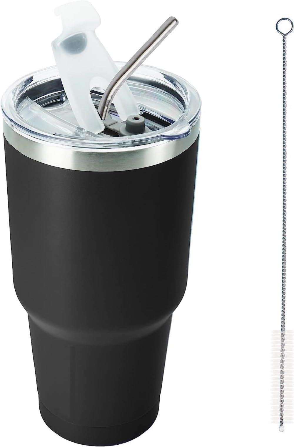 Smitex 30 Oz Stainless Steel Tumbler With Lid And Straw Insulated Travel Coffee Mug Reusable Metal Thermal Cup,Black