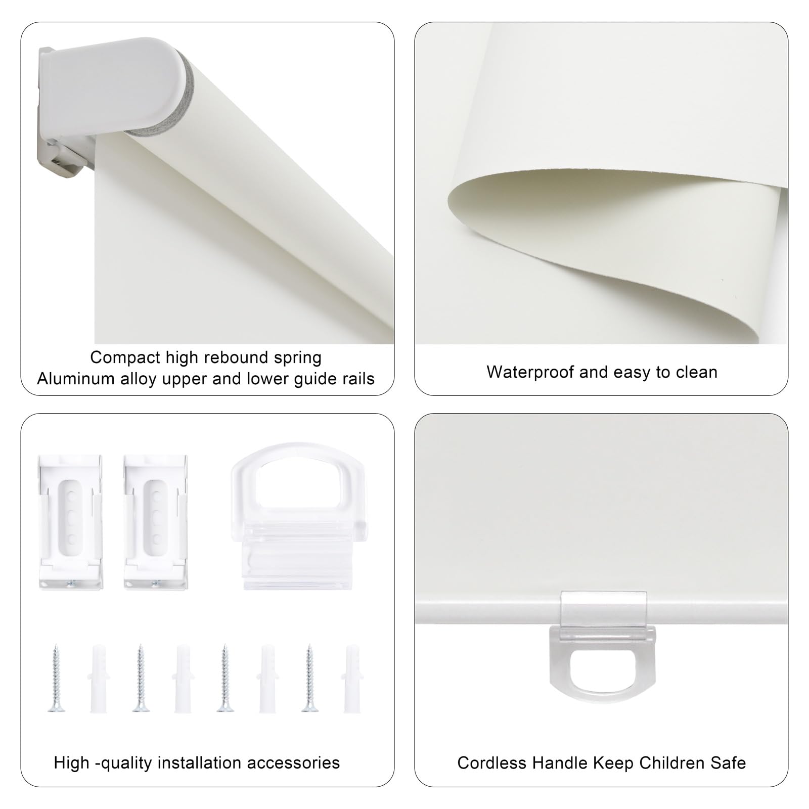 Sunoff Cordless Roller Shades for Windows Solar Shades UV Protection with Water Proof Fabric,Window Shades for Home and Office,E