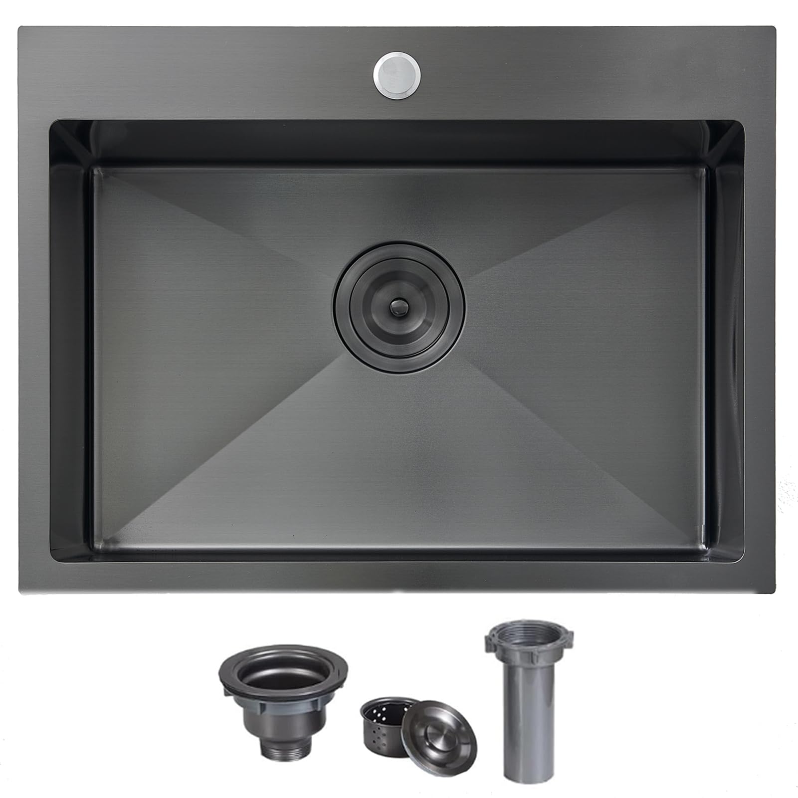 Vccucine 22X18 Inch Gunmetal Black Drop In Kitchen Sink,16 Gauge Topmount Rv Small Kitchen Bar Sink,Stainless Steel Wet Bar Sink