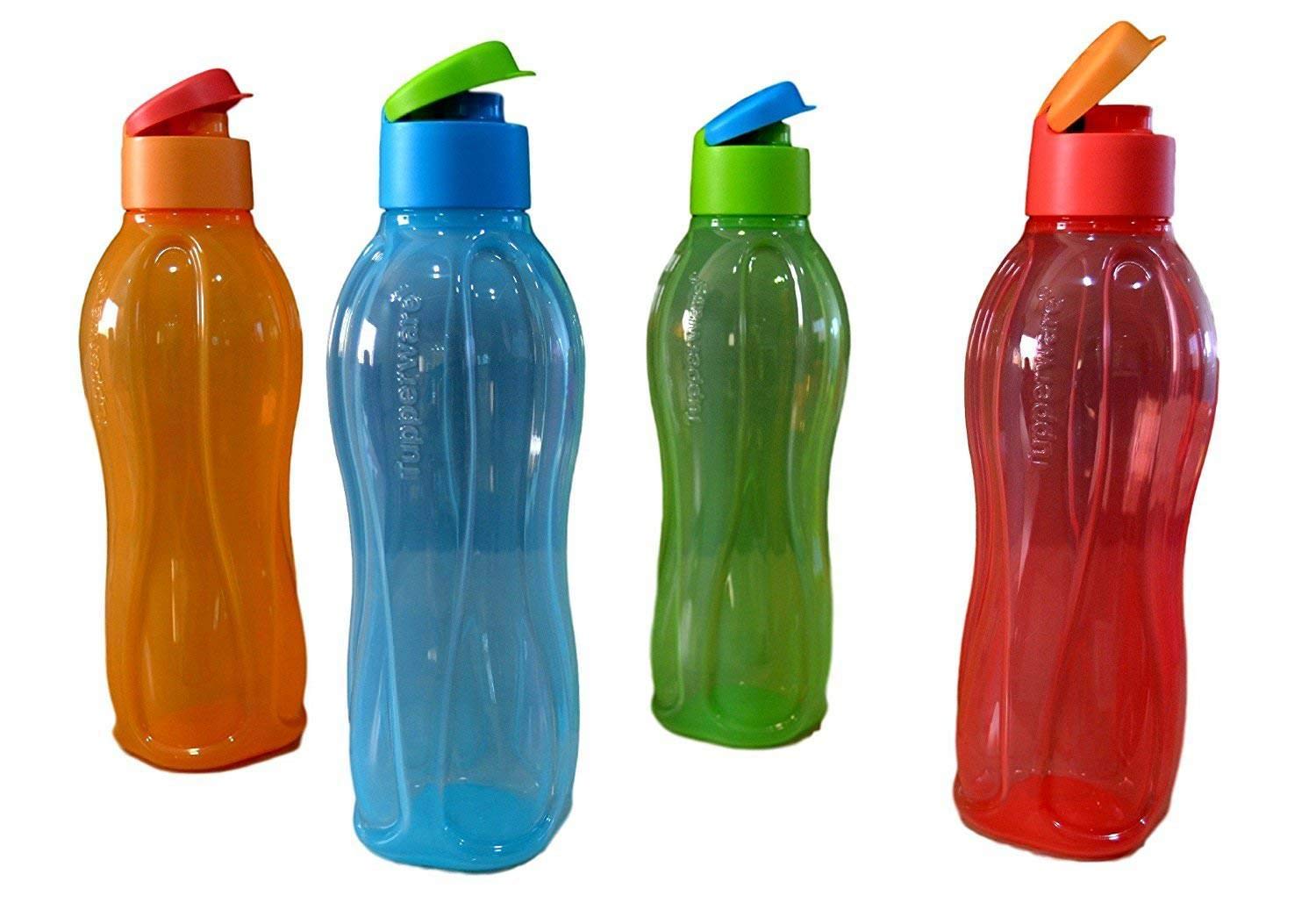 Tupperware Aquasafe Flip Top Bottle 1 L Each, Multicolor Set Of 4