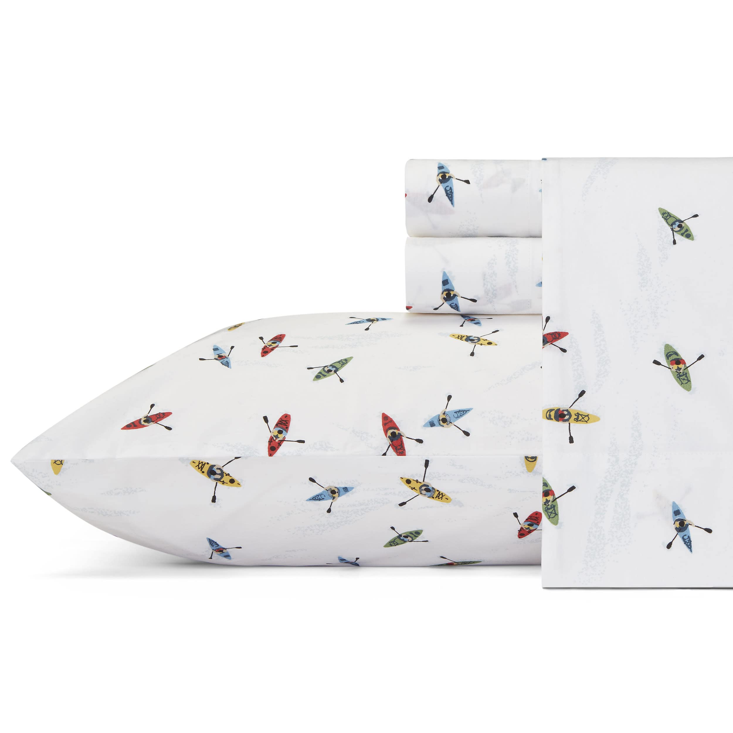 Eddie Bauer - Twin Sheets, Cotton Percale Bedding Set, Crisp  Cool Home Decor (Kayaks, Twin)