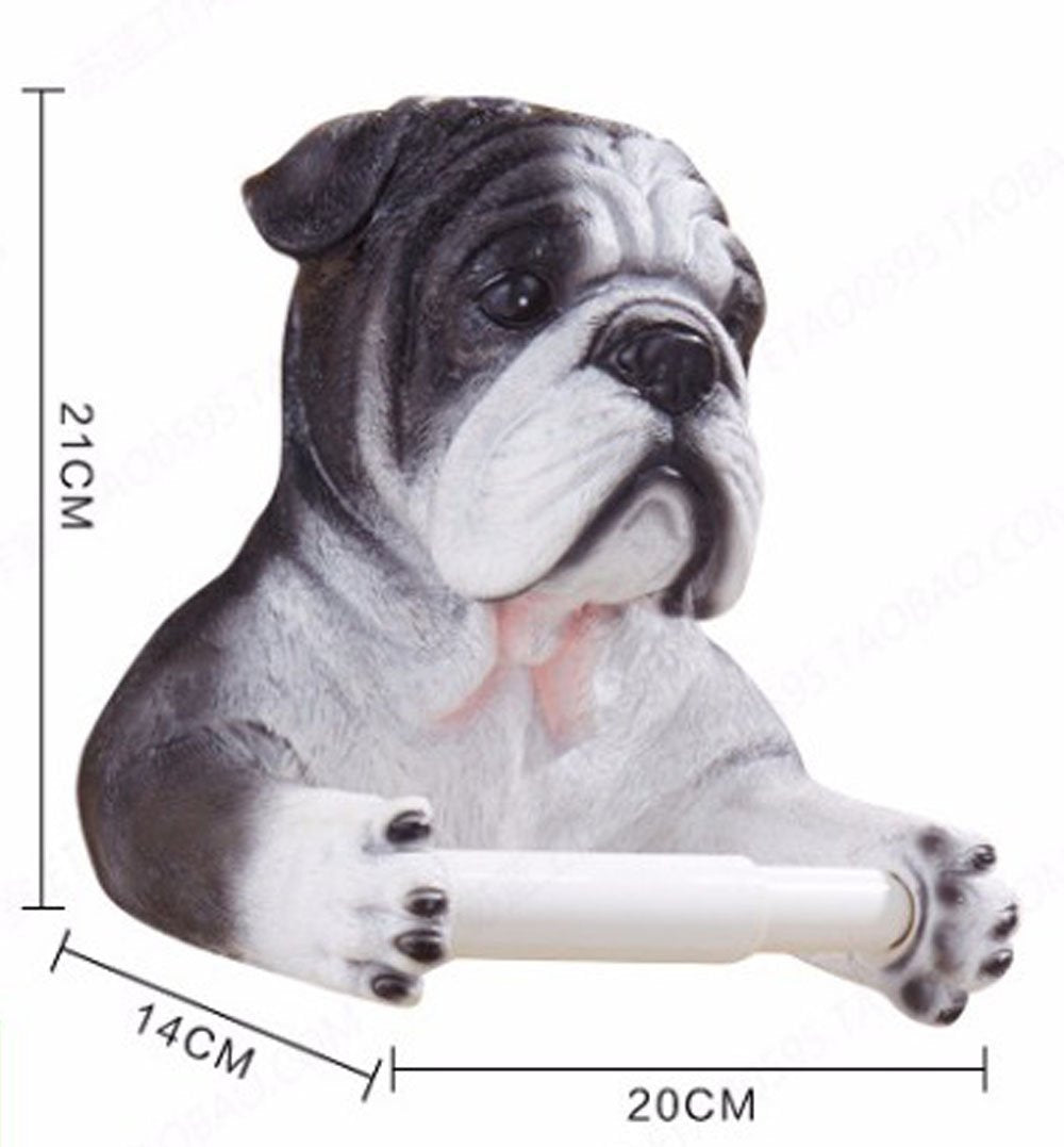 3D Bulldog End Wall Mounted Single Toilet Paper Roll Holder Dispenser