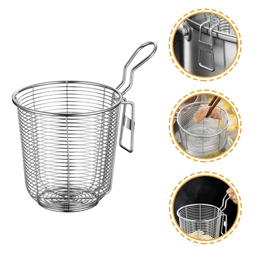 Stainless Steel Strainer Colander Basket: Kitchen Pasta Colander Ramen Skimmer Fine Mesh For Spaghetti Noodles Frying Cooking