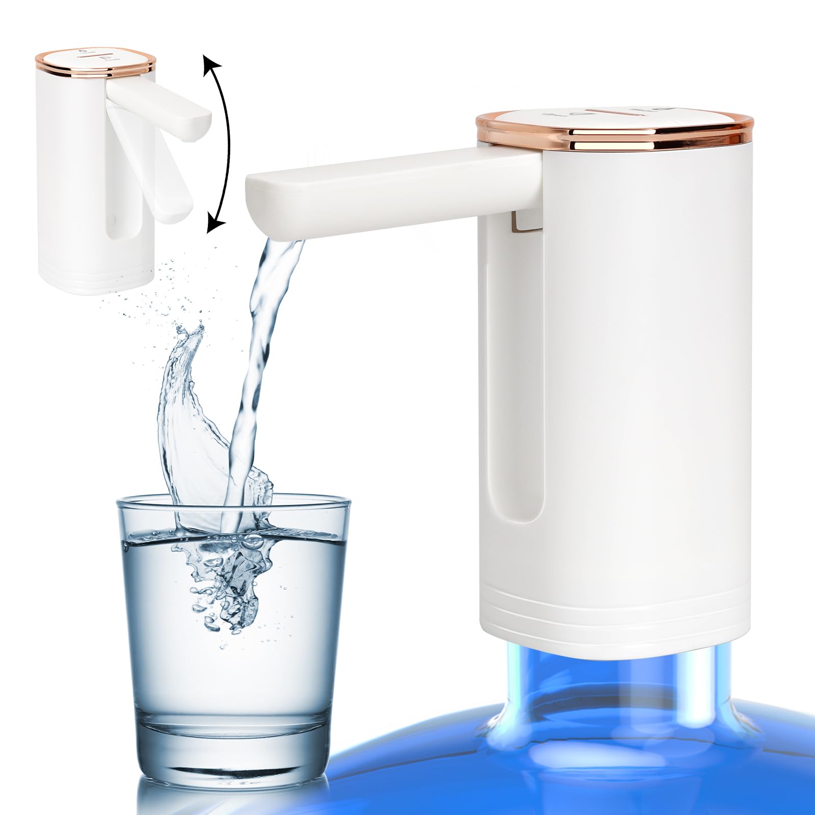 Ytqyphu Water Dispenser For 5 Gallon Bottle,Foldable Portable Water Bottle Pump,Usb Charging Electric Drinking Water Pump,For Ca