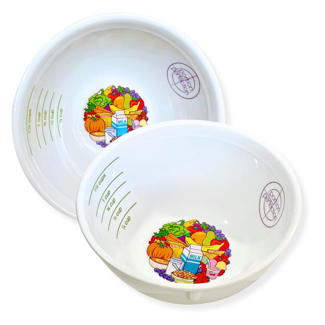 Portion Perfection Measuring Bowls  PORCELAIN  Set of 2  Portion Control Diabetes  Weight Loss AND Bariatric Surgery Must Haves. These Food Measuring Cups for Weight Loss are Accurate
