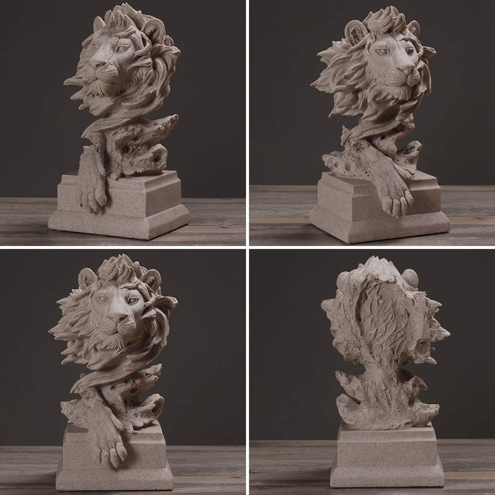 H&W Sandstone Lion - The King of Beasts - Statue Decoration for Home/Study/Living Room, Great Collectible Figurines, Best Gift f