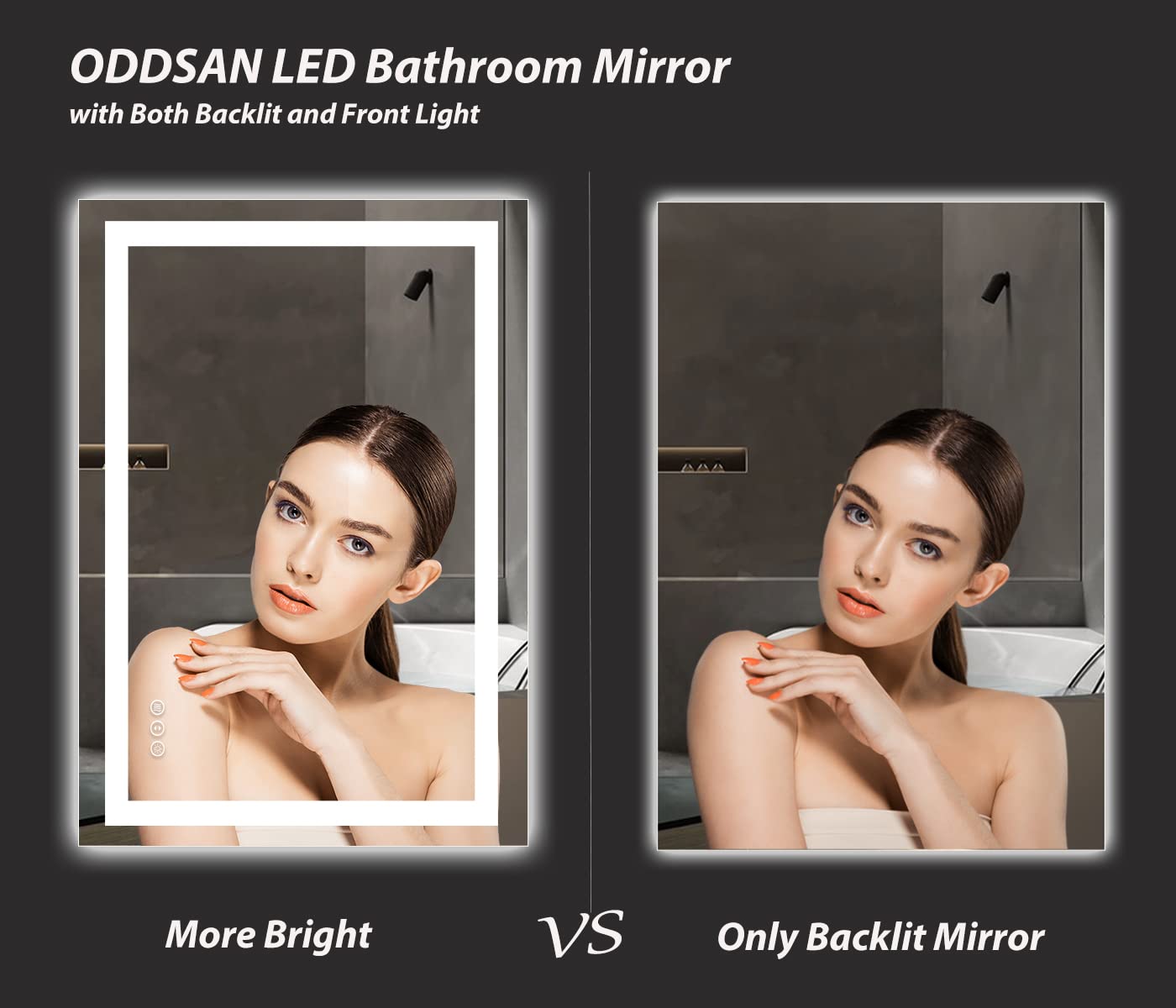 Oddsan 40 X 38 Led Bathroom Mirror For Vanity, Rectangle Lighted Vanity Mirrors With Lights, Dimmable, Anti-Fog, Shatter-Proof,