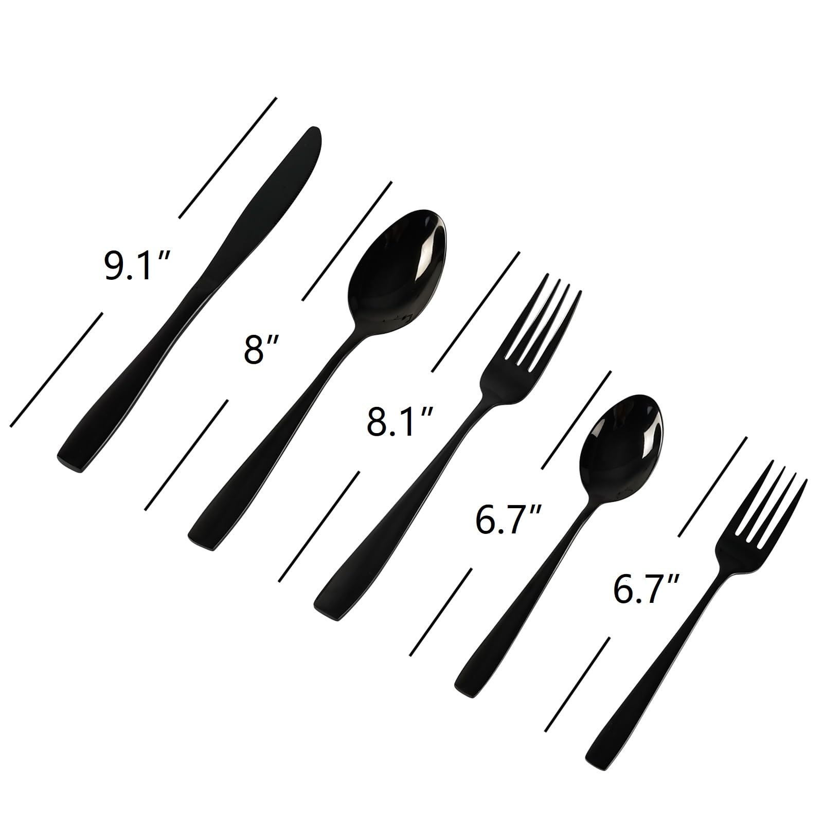 Uumitty Black Flatware Set, 60-Piece Stainless Steel Silverware Cutlery Set For 12