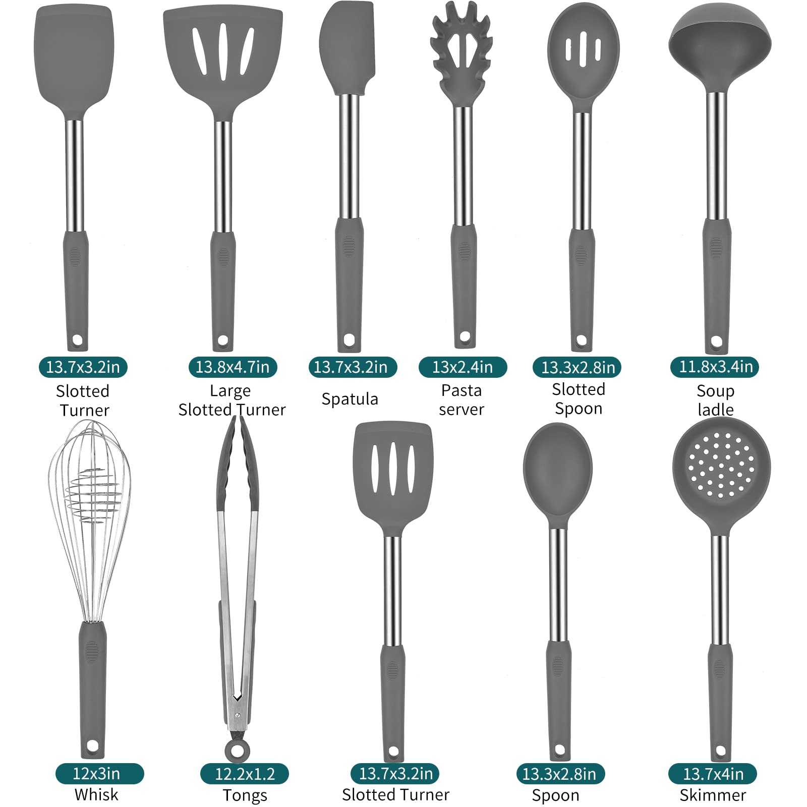 Silicone Kitchen Cooking Utensils Set With Stainless Steel Handle, Spatula Set Utensil Set, Cooking Utensil Set,Kitchen Tools Ga