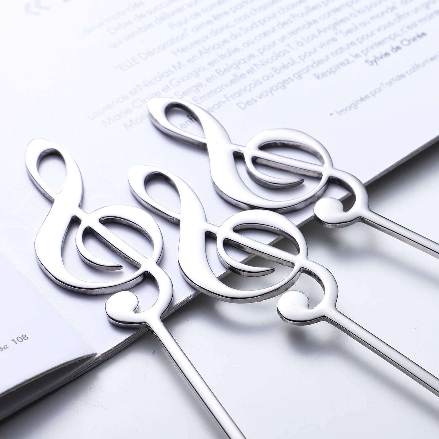 Music Note Spoons 6-Pack Creative Cute Teaspoons 18/10 Stainless Steel Staff Musical Notation Shaped Coffee Spoons By Ironx (Sil