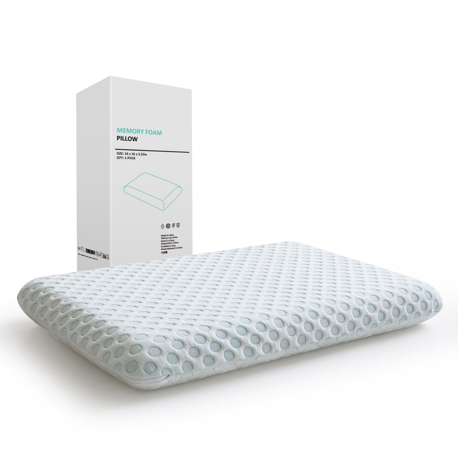 Hcore Ultra Thin Pillow 3.25 Stomach Sleeping, Slim Pillow For Side Back Stomach Sleepers, Gel Infused Memory Foam Pillow With T