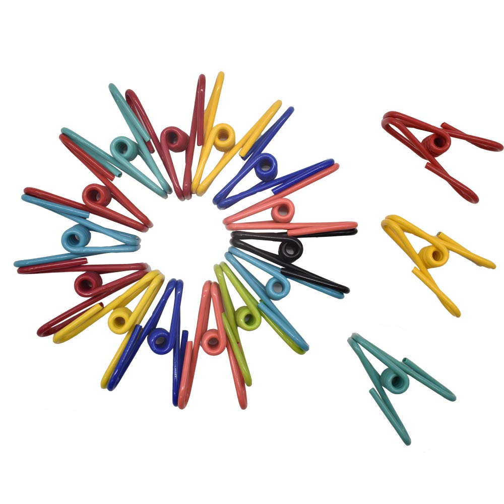 Renashed 50 Pack Steel Wire Clip Utility Clips Colorful Vinyl-Coated Windproof Clothespin for Drying Home Laundry and Office Mul