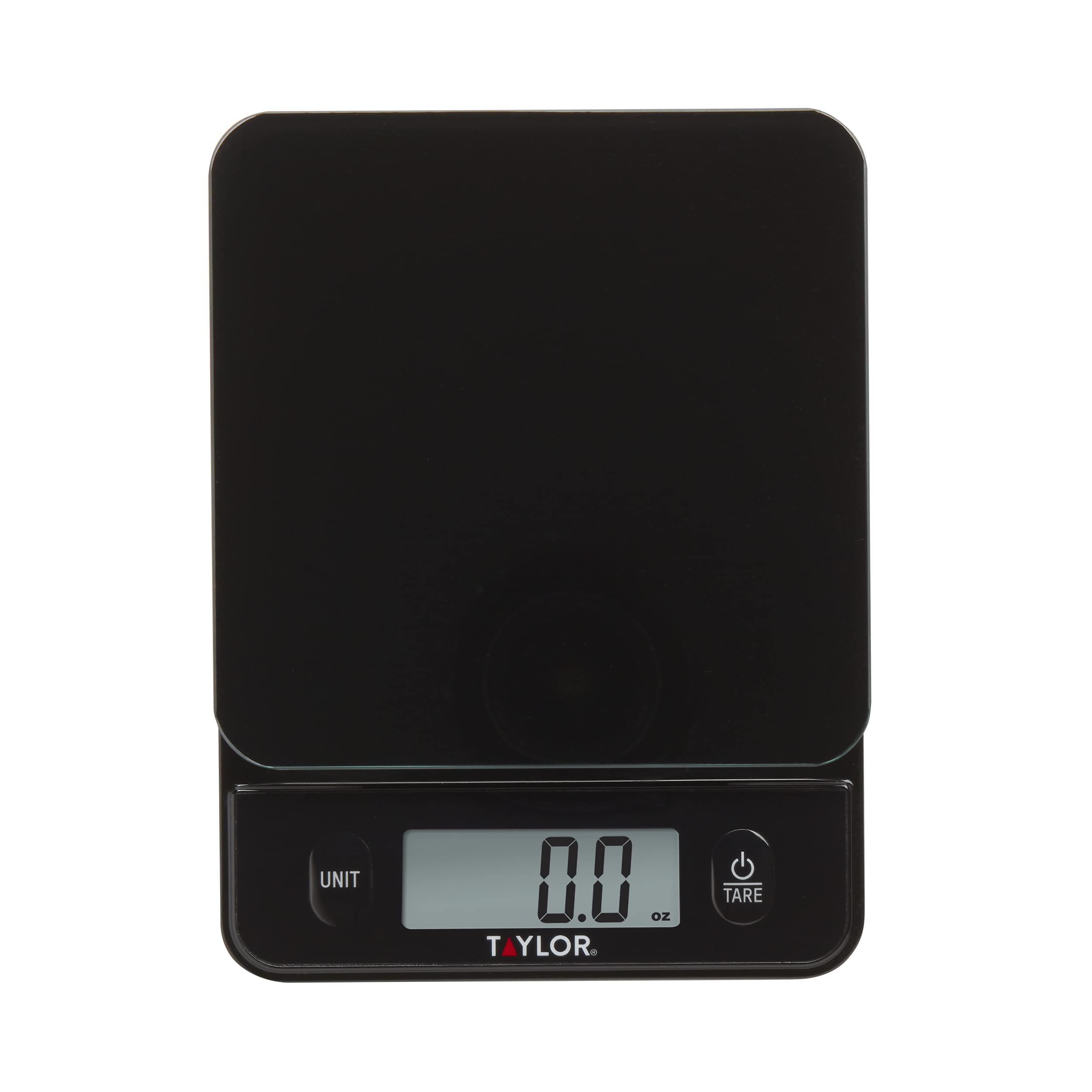 Taylor Glass Top Food Scale with Touch Control Buttons, 11 lb Capacity, Black
