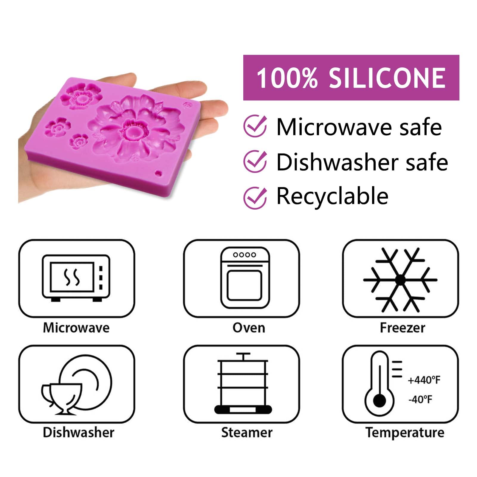 Succulent Flower Silicone Chocolate Molds, 2 Pcs Flowers Cake Decorations Fondant Molds For Cactus Cupcake Toppers, Clay, Resin