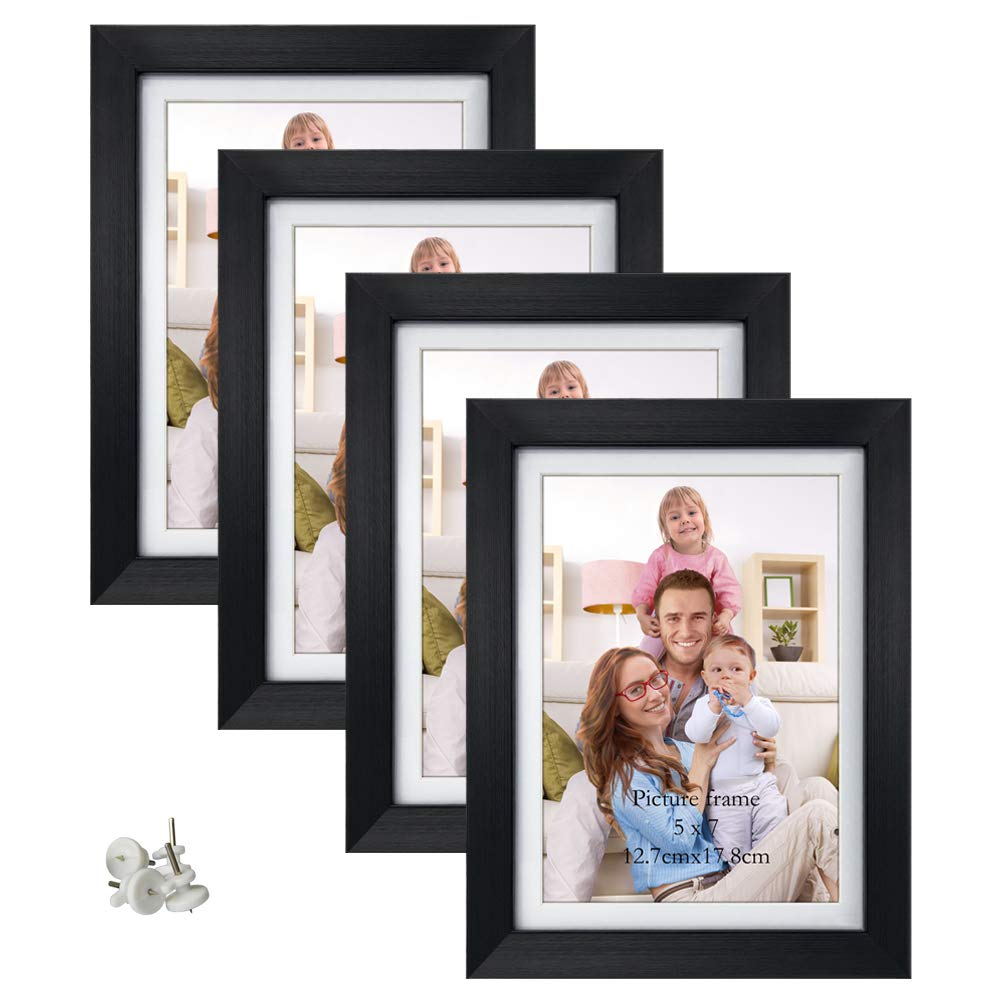 Giftgarden 5x7 Picture Frame Set of 4, 6x8 Matted to Display 5 by 7 Photo with Mat or 6 by 8 without Mat for Wall or Tabletop, B