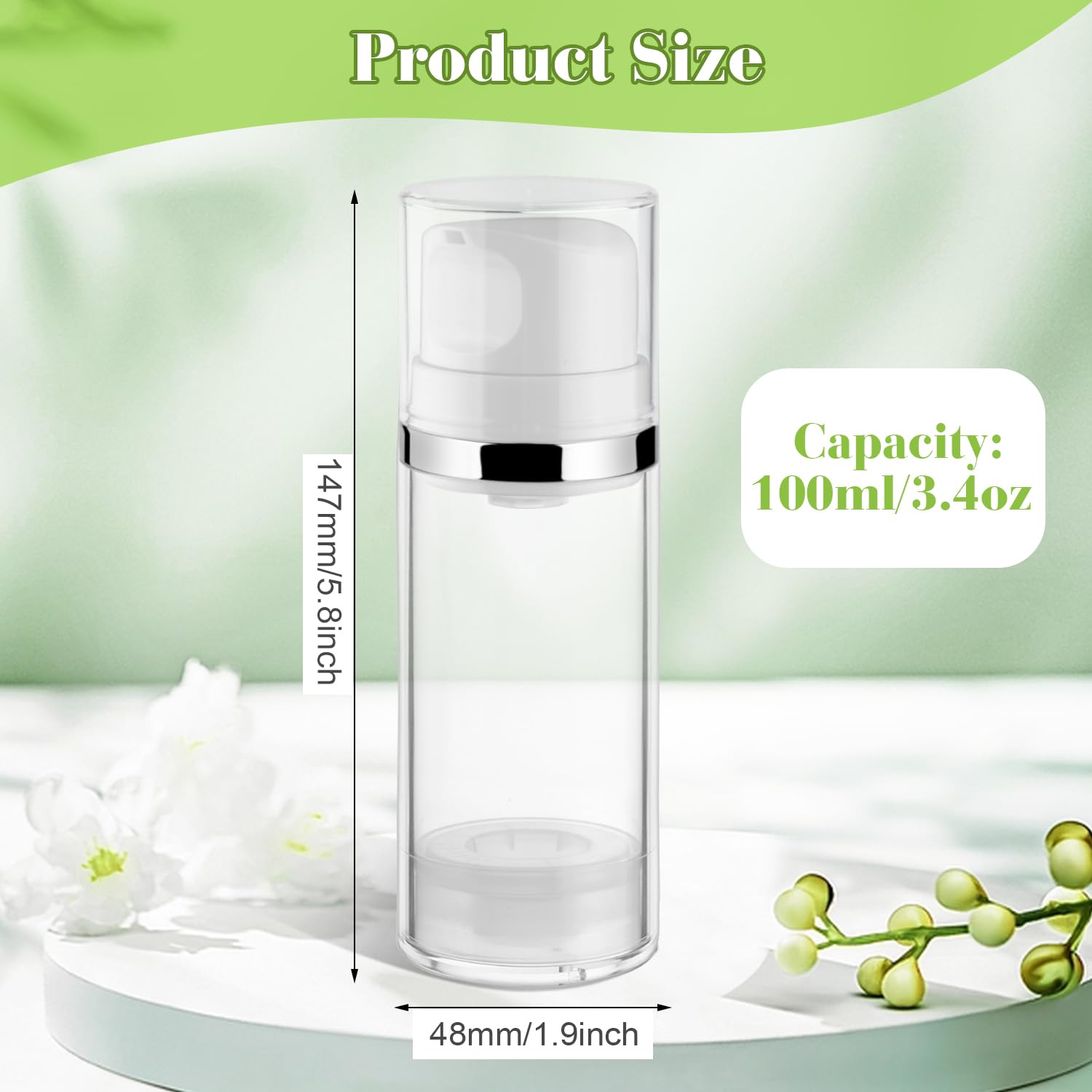 4 Pcs 150Ml/5Oz Airless Pump Jar Refillable Vacuum Pump Dispenser Bottles Travel Cosmetic Containers For Lotion Essence Shampoo