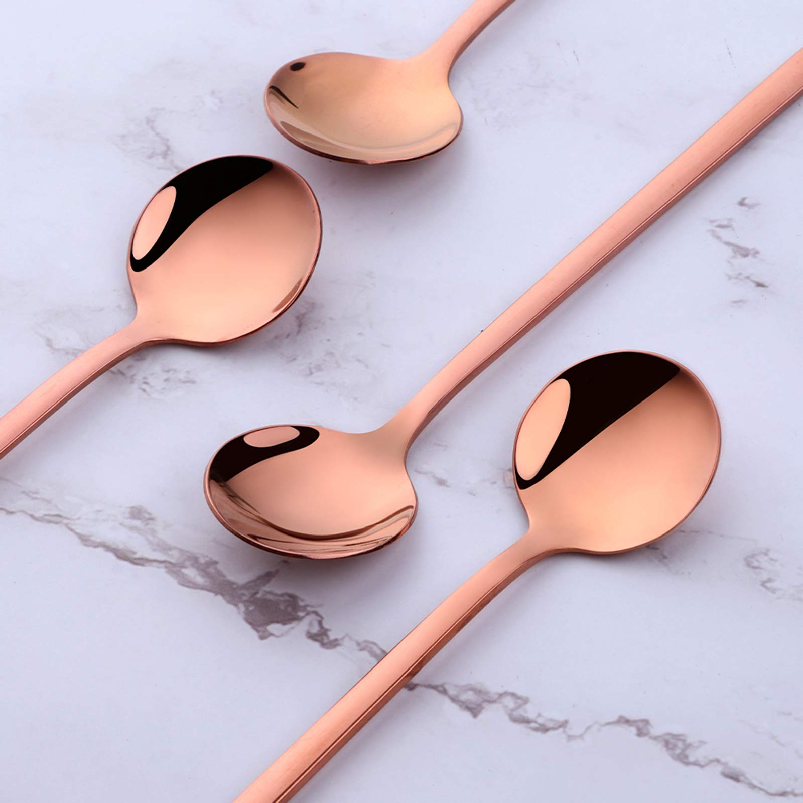 Espresso Spoons Set Of 8, Poylim Cute Small Coffee Spoons, 18/10 Stainless Steel Rose Gold Demitasse Spoons For Tea, Dessert, Ap