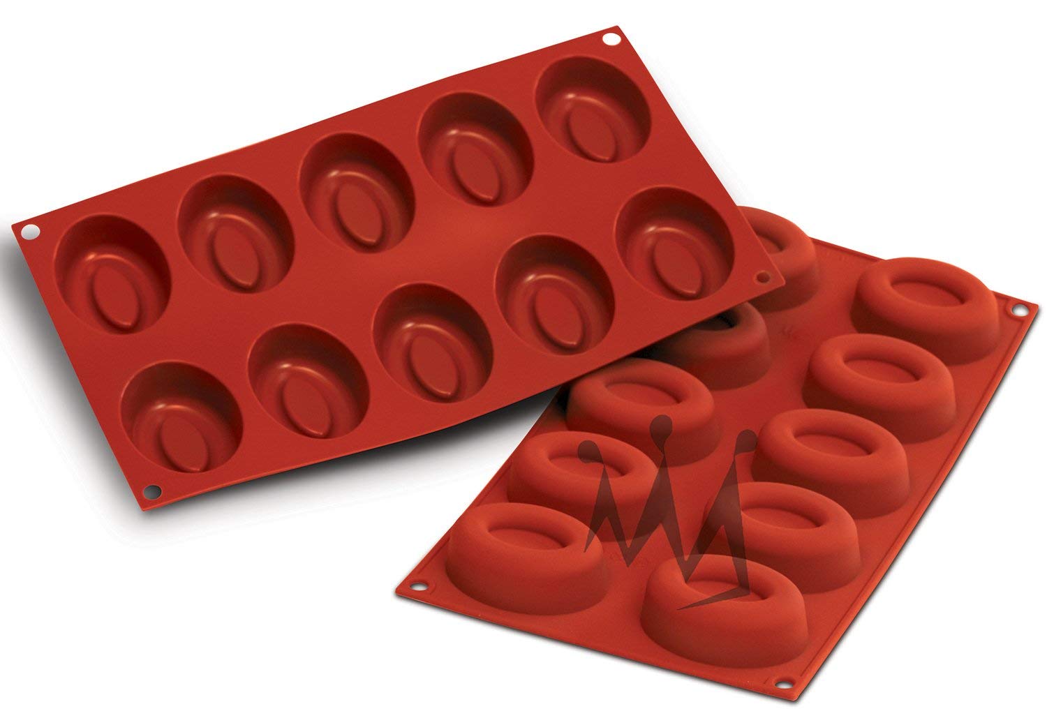Silikomart Professional Sf084 Silicone Baking Mold Oval Savarin 1.59 Oz, 2.05'' X 2.76'' X 0.94'' High, 10 Cavities (1 Each)