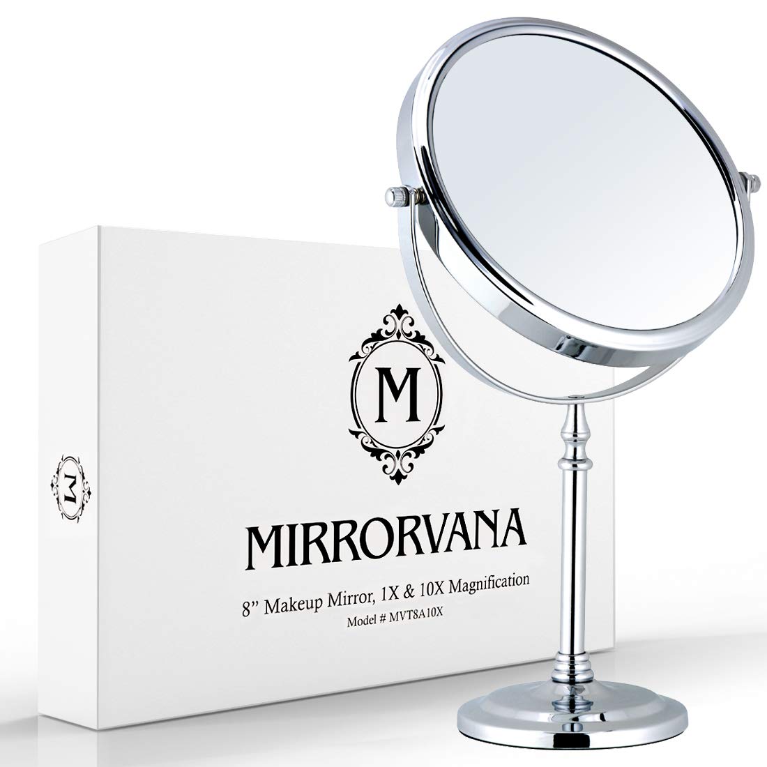 Mirrorvana Large Double Sided 10X And 1X Magnifying Makeup Mirror With Stand In Gift Box, 15    Tall And 8    Wide