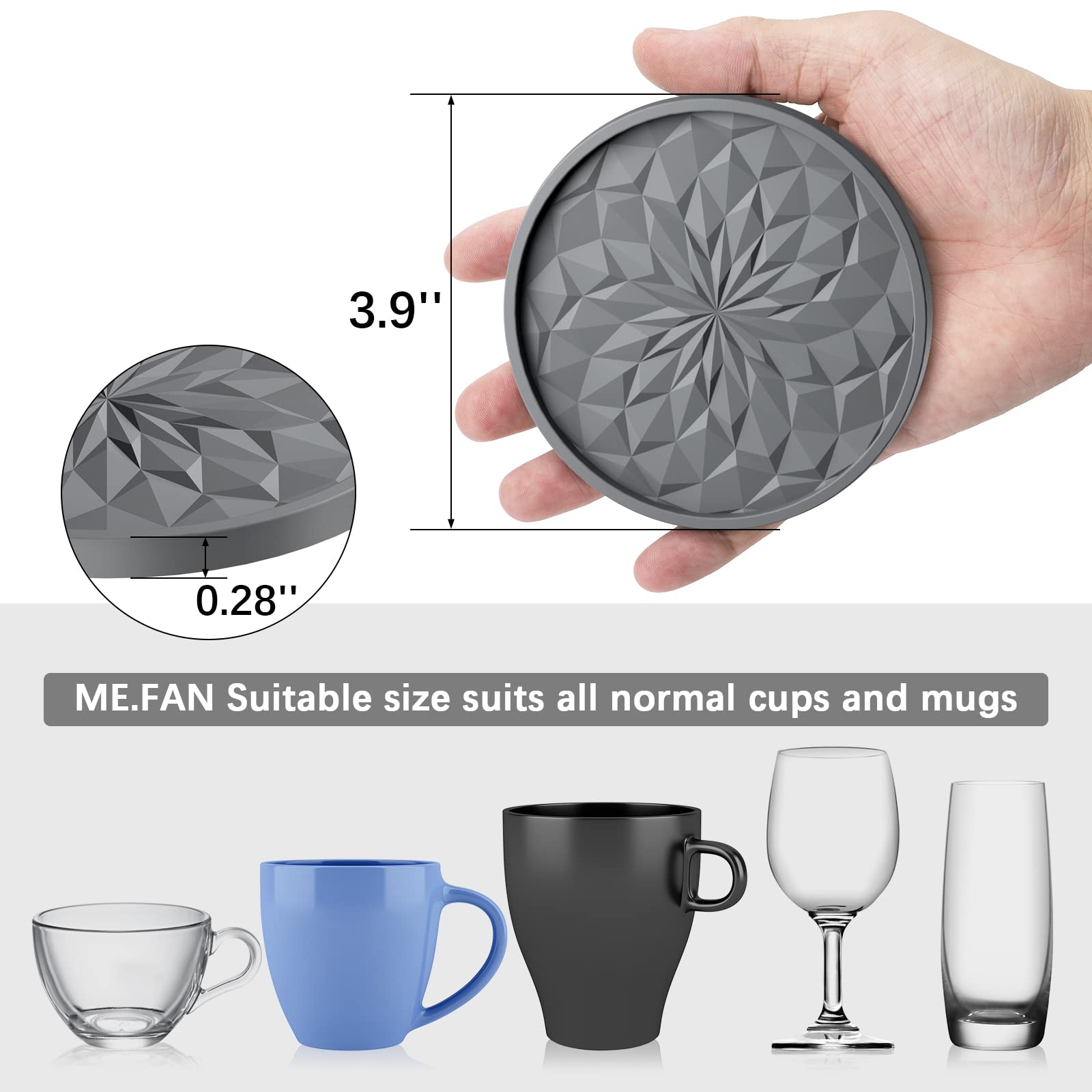 Me.Fan Silicone Coasters [6 Pack] Coasters With Holder - Drinking Coasters - Cup Mat For Drinks - Live For Hot Or Cold Drink Thi