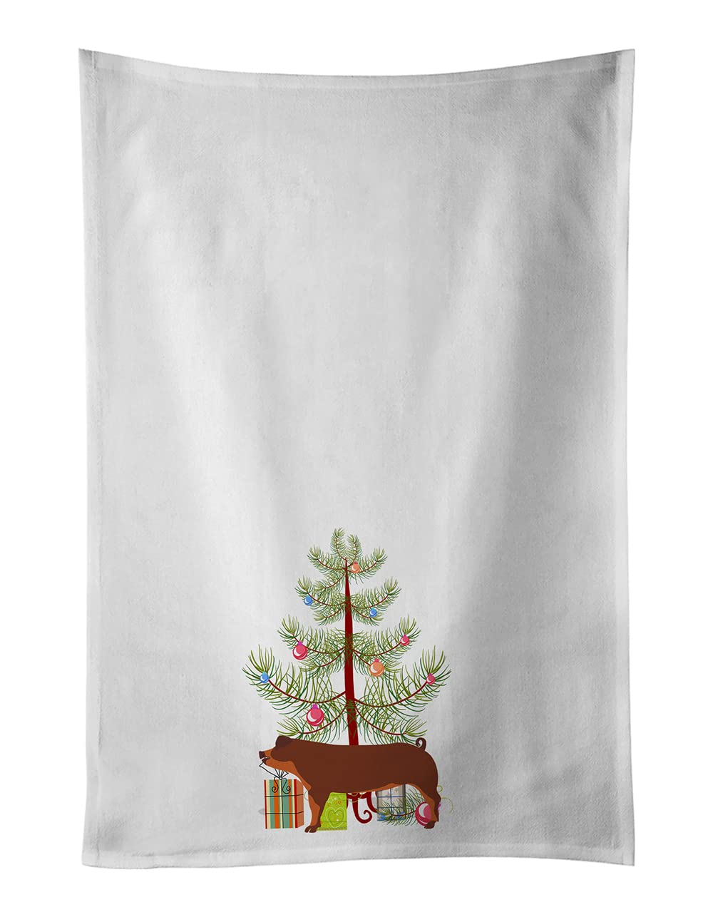 Duroc Pig Christmas White Kitchen Towel Set of 2