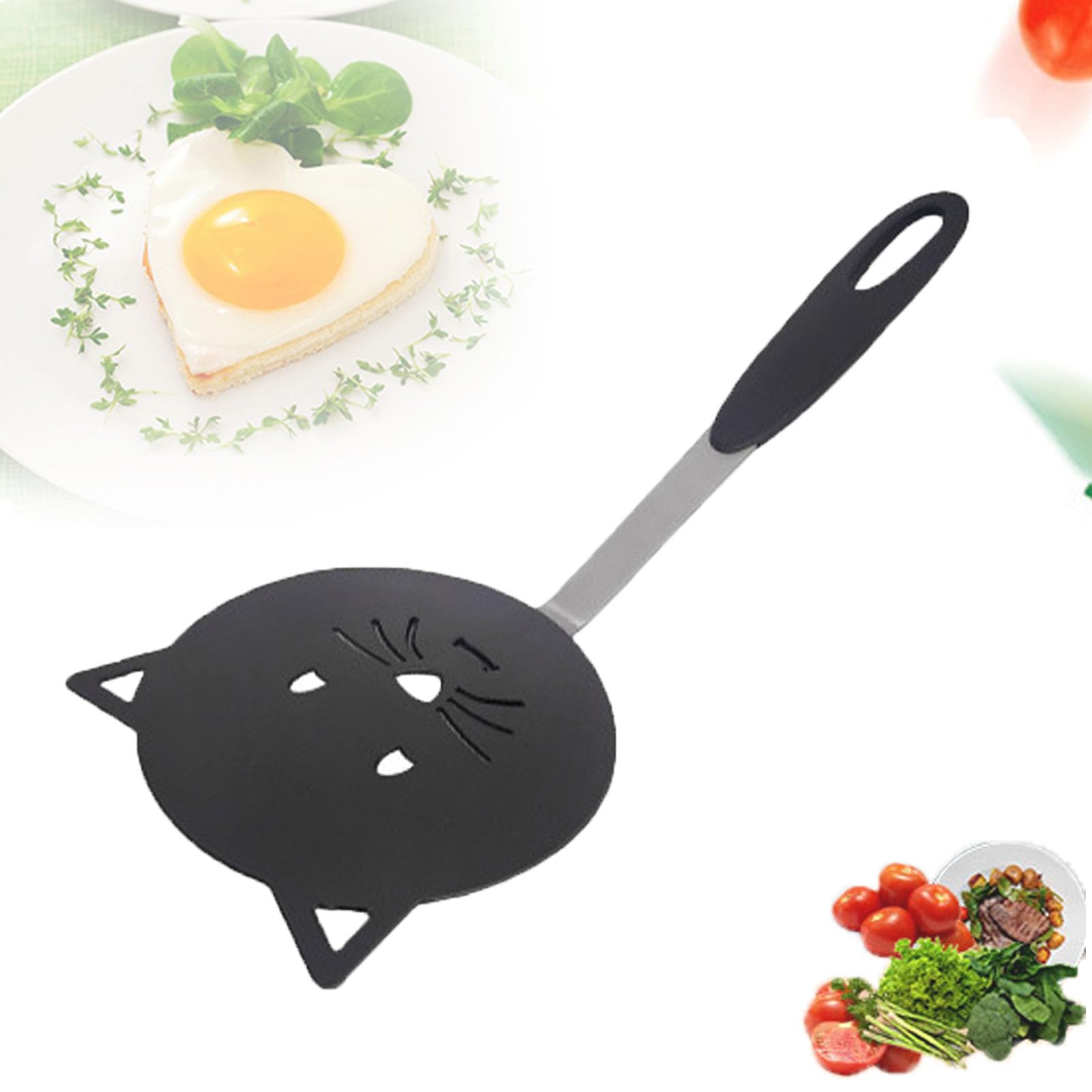 Spatulas for Nonstick Cookware, Nylon Cute Cat Shape Heat Resistant Wok Spatula for NonStick Cookware for Cooking. (Black)