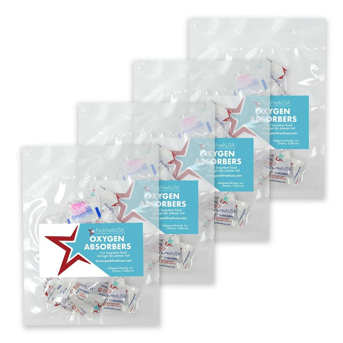 Packfreshusa: 200 Pack - 10Cc Oxygen Absorber Packs - Food Preservation - Long-Term Food Storage Guide Included