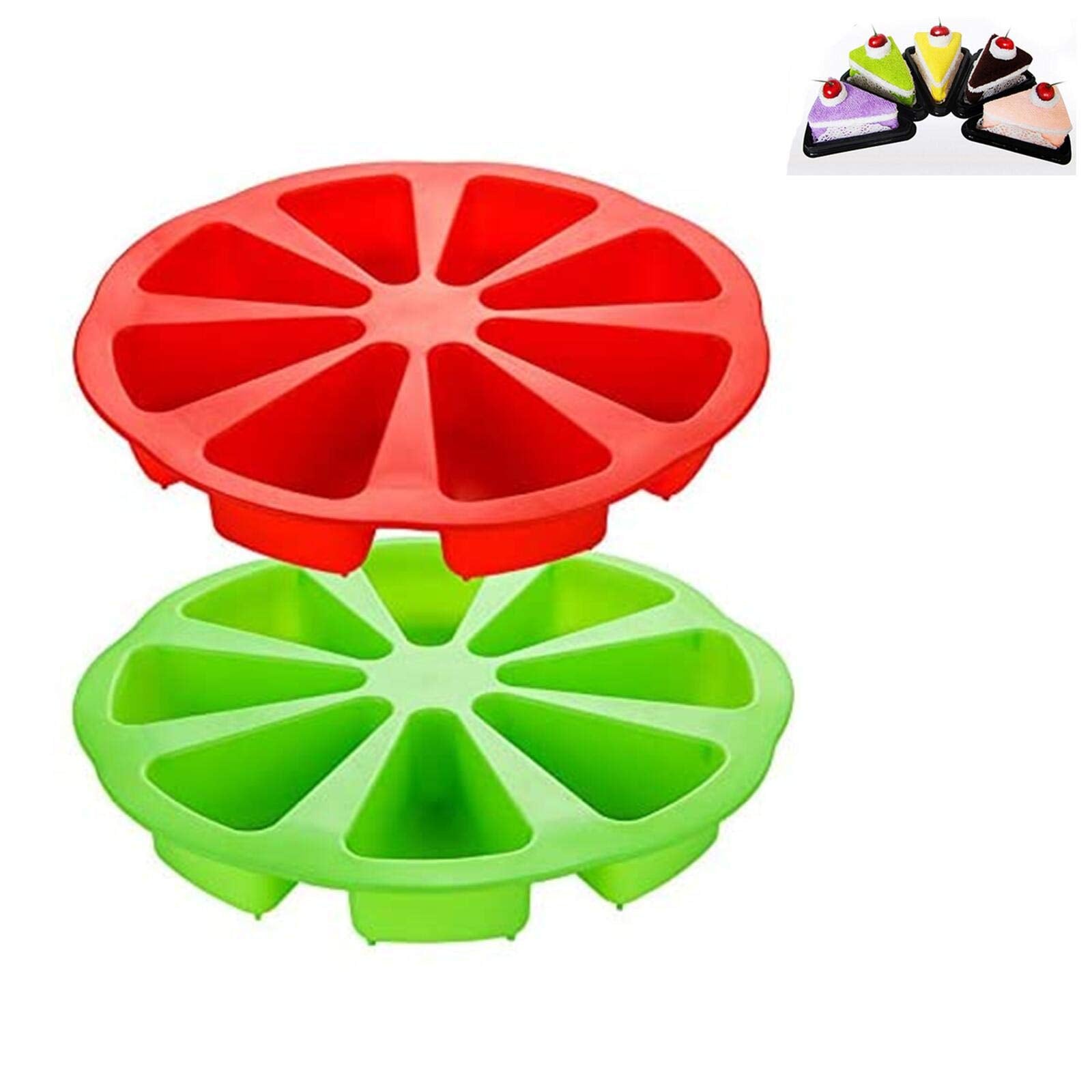 Yudong 2Pcs Silicone Baking Molds, Extra Large 8 Cavity Silicone Scone Pan/Cakes Slices Mold/Triangle Cavity Cake Pan/Pizza Baki