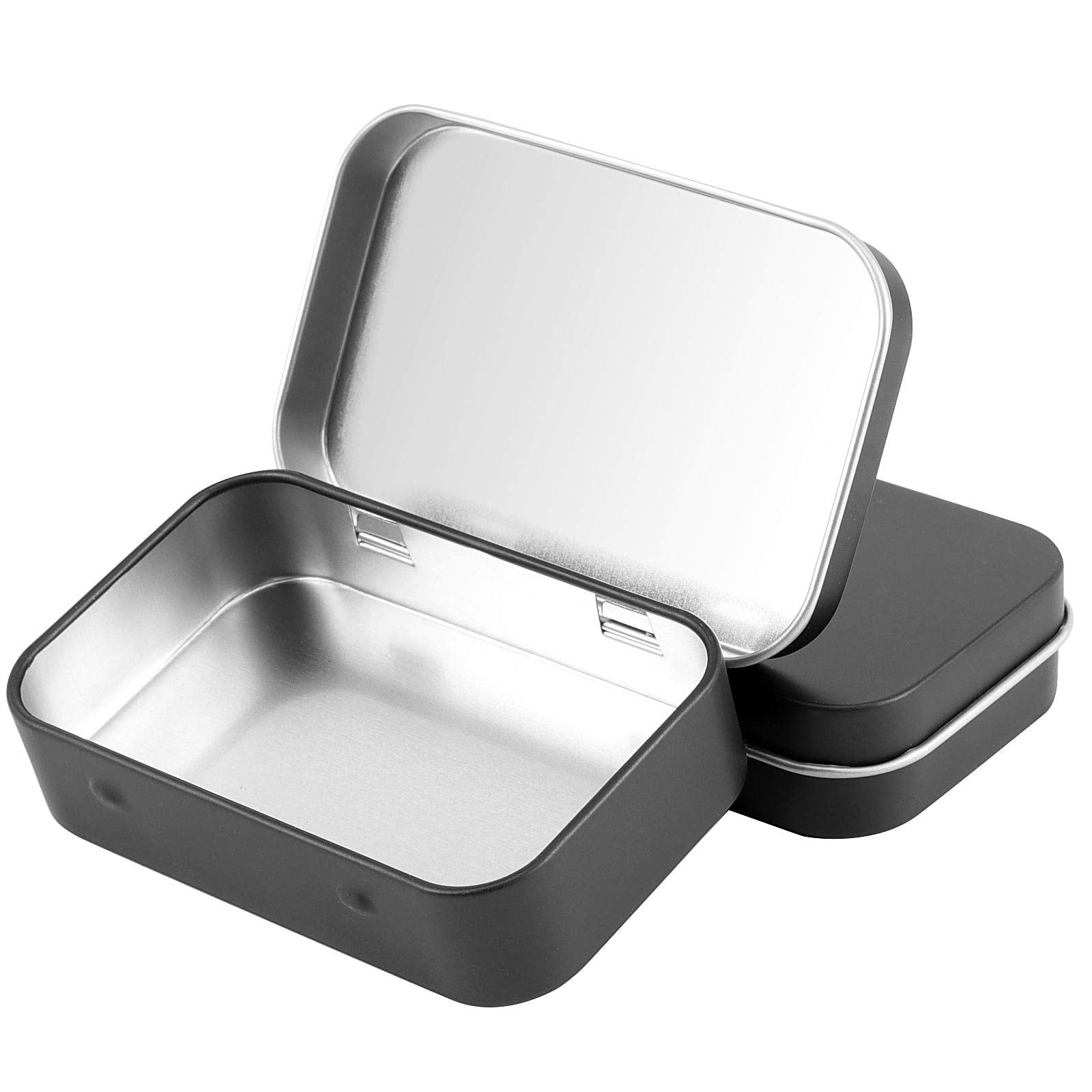 Zoenhou 60 Pack Metal Rectangular Empty Hinged Tins, Black Mini Portable Box Containers, Tin Boxes With Hinged Lids, Small Tins