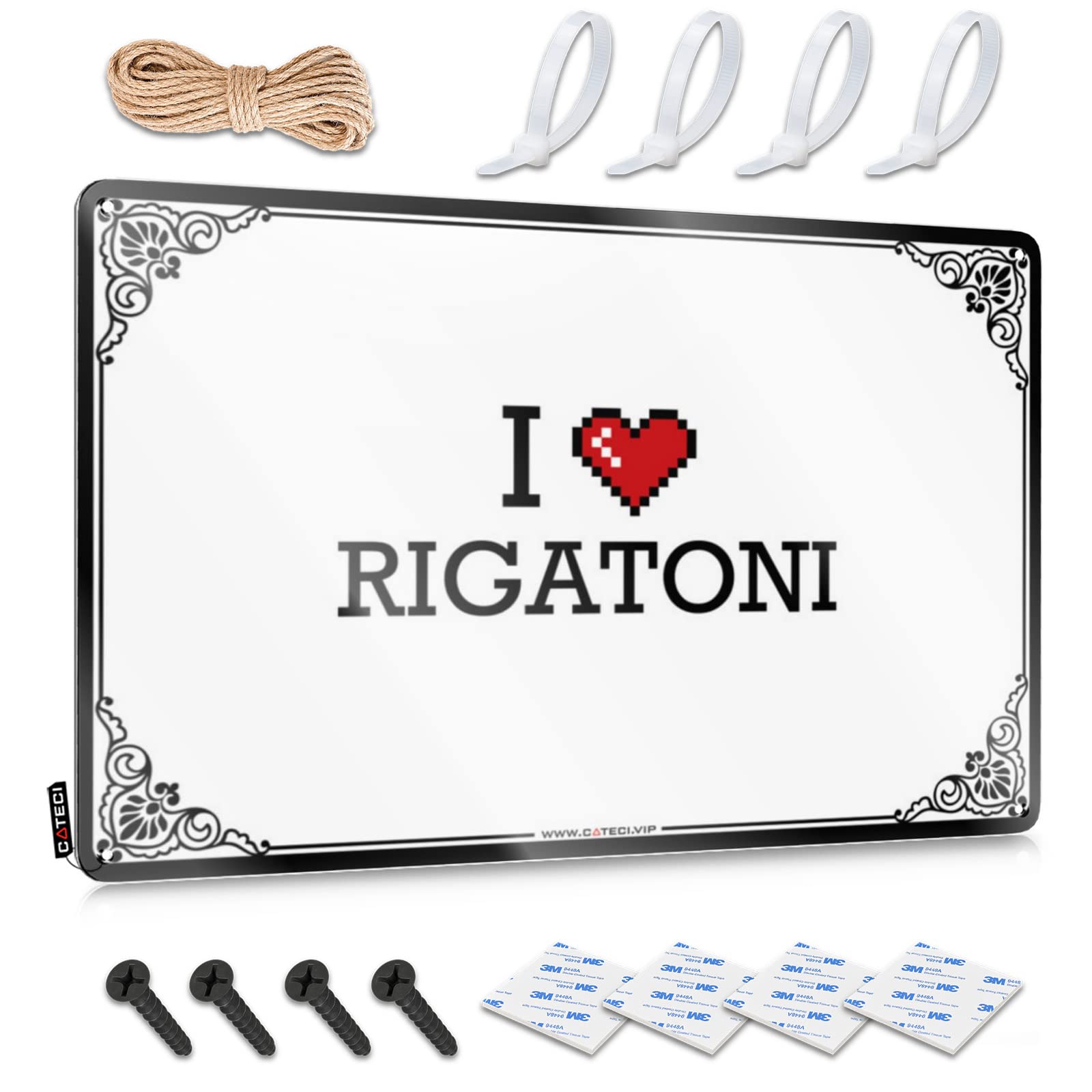 KSXS Hardhat Stickers and Decals I Love Rigatoni Tin Sign Stickers for Your Car Car Stickers and Decals(20X30CM)