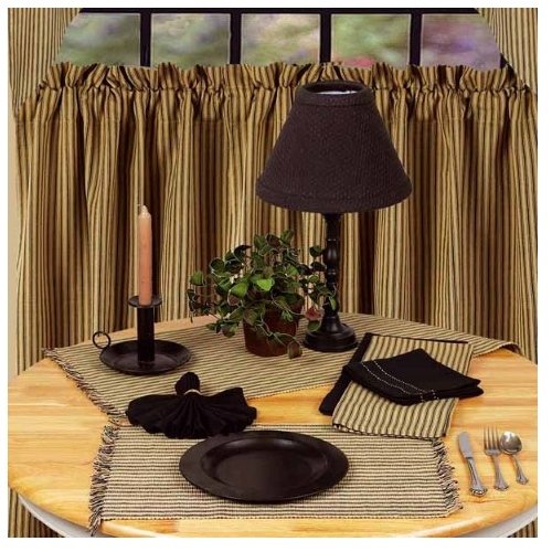 Home Collection By Raghu York Ticking Black And Nutmeg Table Runner, 14 By 36''