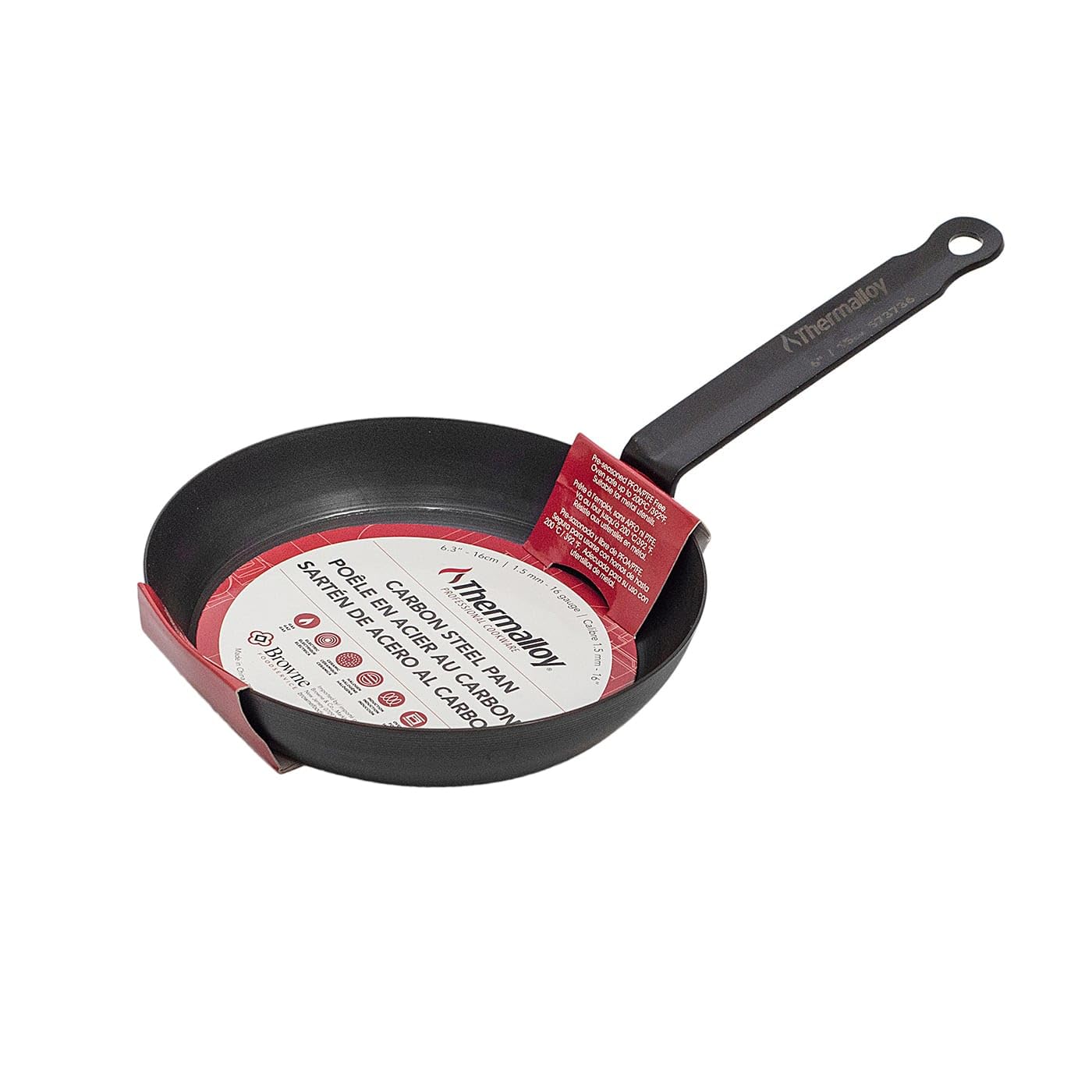 Thermalloy Browne Foodservice 573736 6.3 Carbon Steel Fry Pan