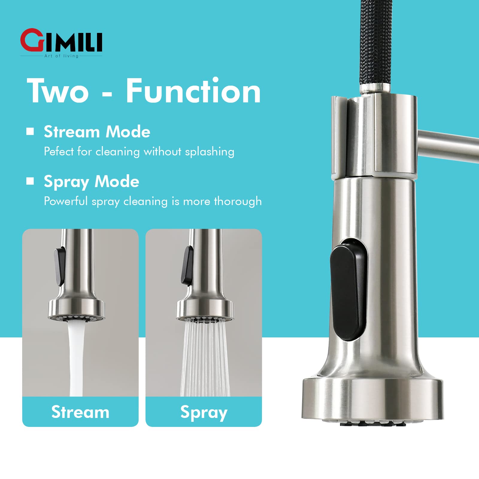 Gimili Touchless Kitchen Faucet With Ac Adapter, Smart Motion Sensor Hands Free Single Handle Kitchen Sink Faucet With Pull Down