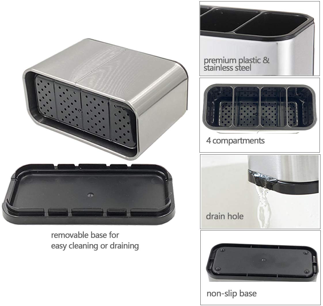 Wahsan Flatware Caddy Stainless Steel Cutlery Holder Organizer, 7 L X 3.4 W X 5 H